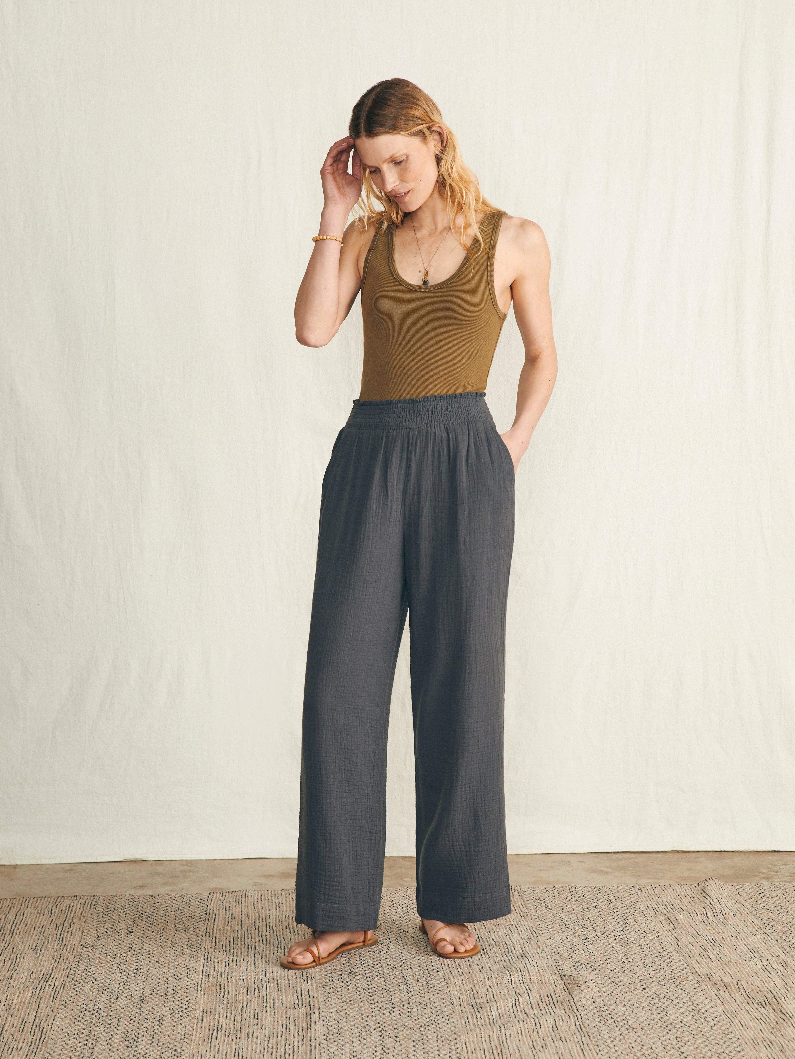 Dream Cotton Gauze Wide Leg Pant - Washed Black