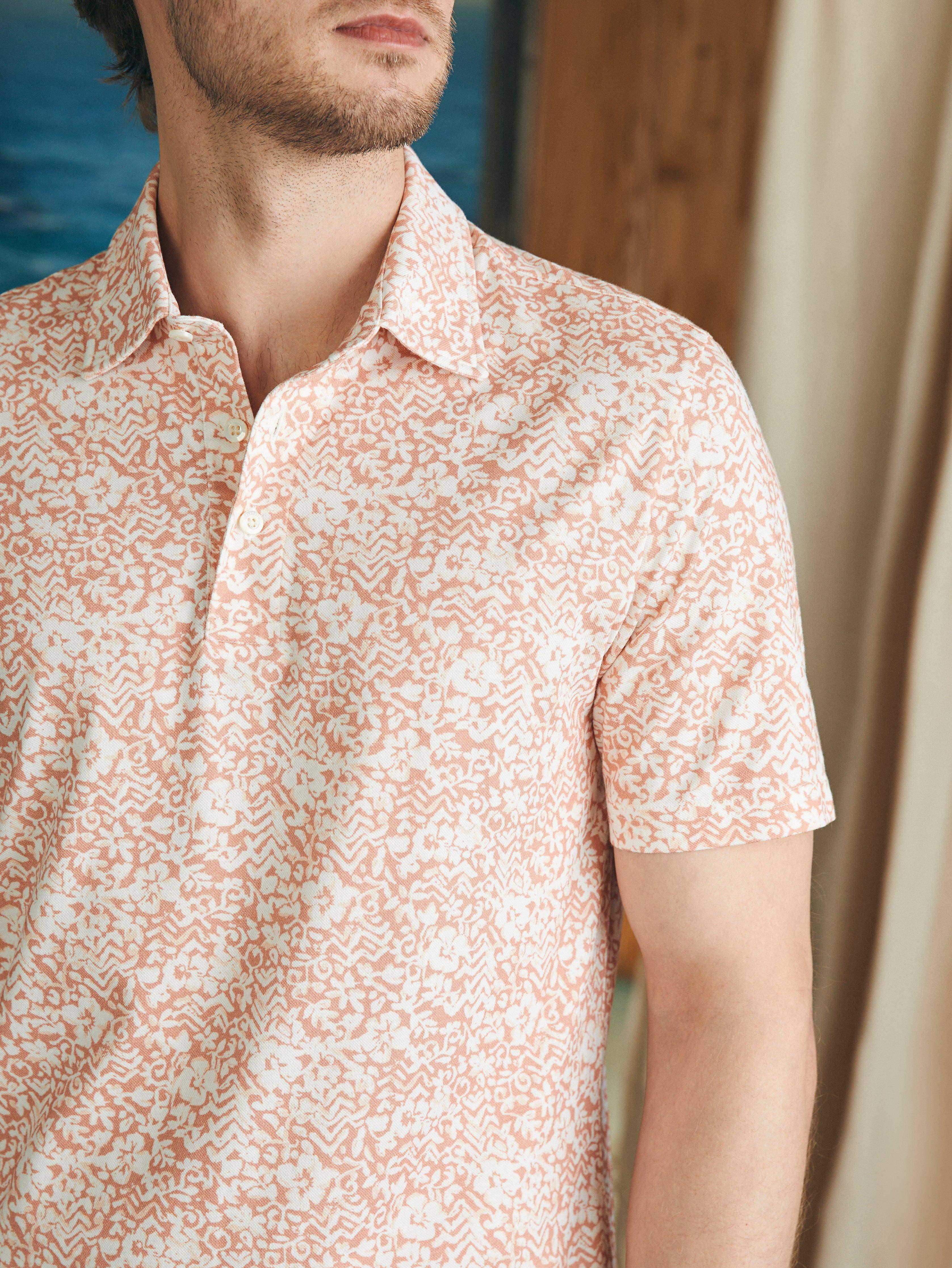 Movement™ Short-Sleeve Pique Polo Shirt - Hilo Rose Floral Print