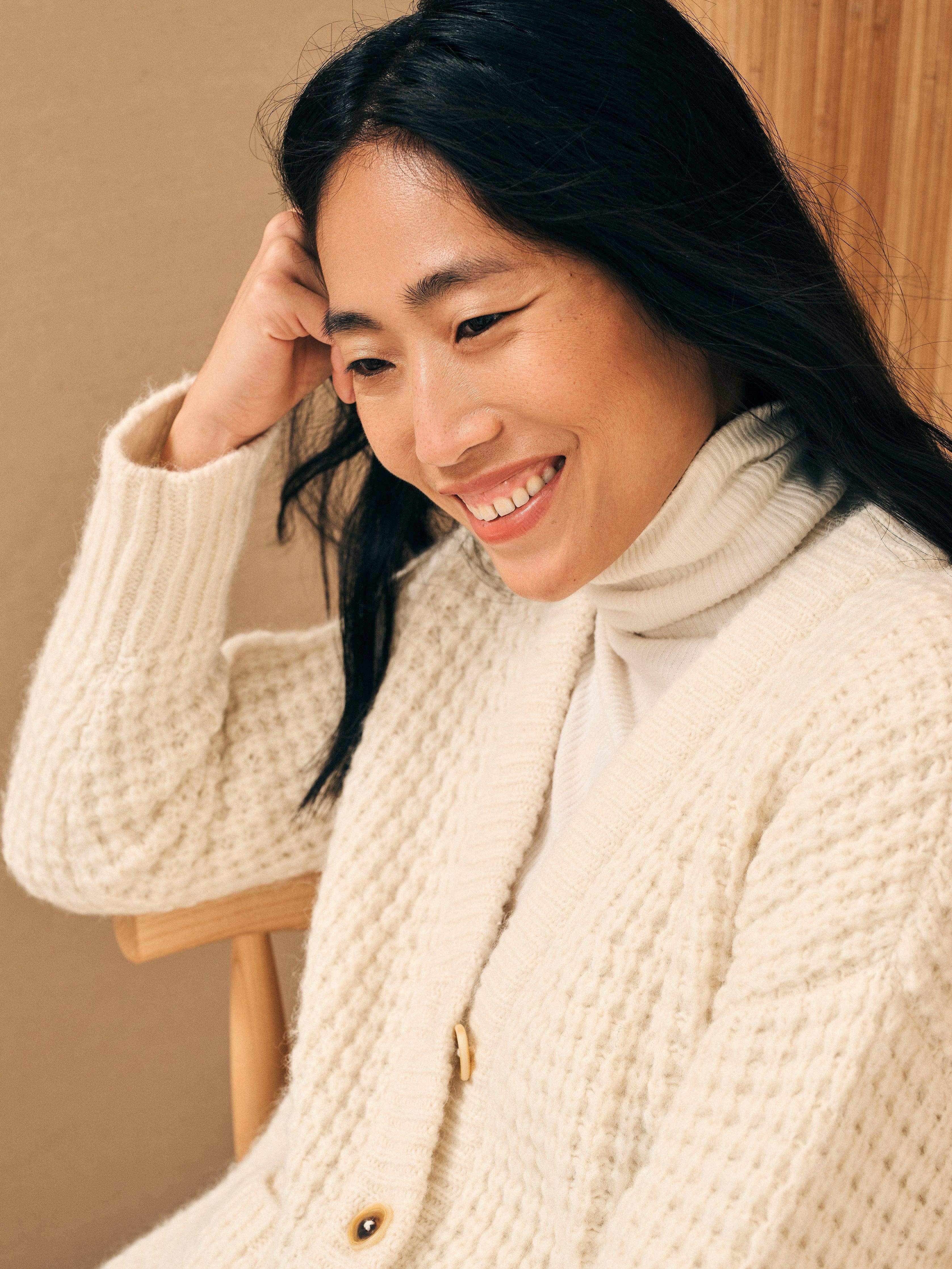 Frost Waffle Cardigan - Cream