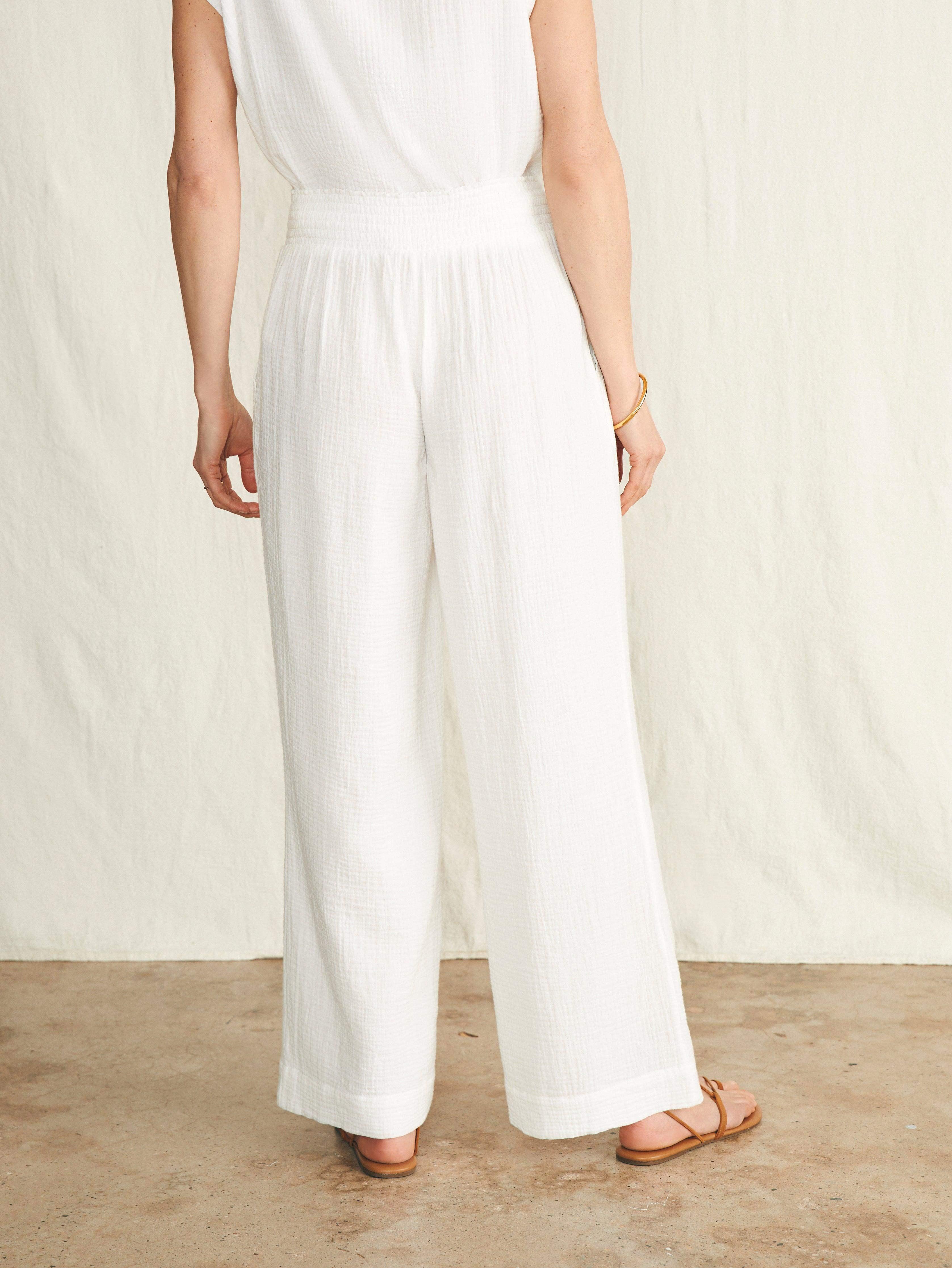 Dream Cotton Gauze Wide Leg Pant - White