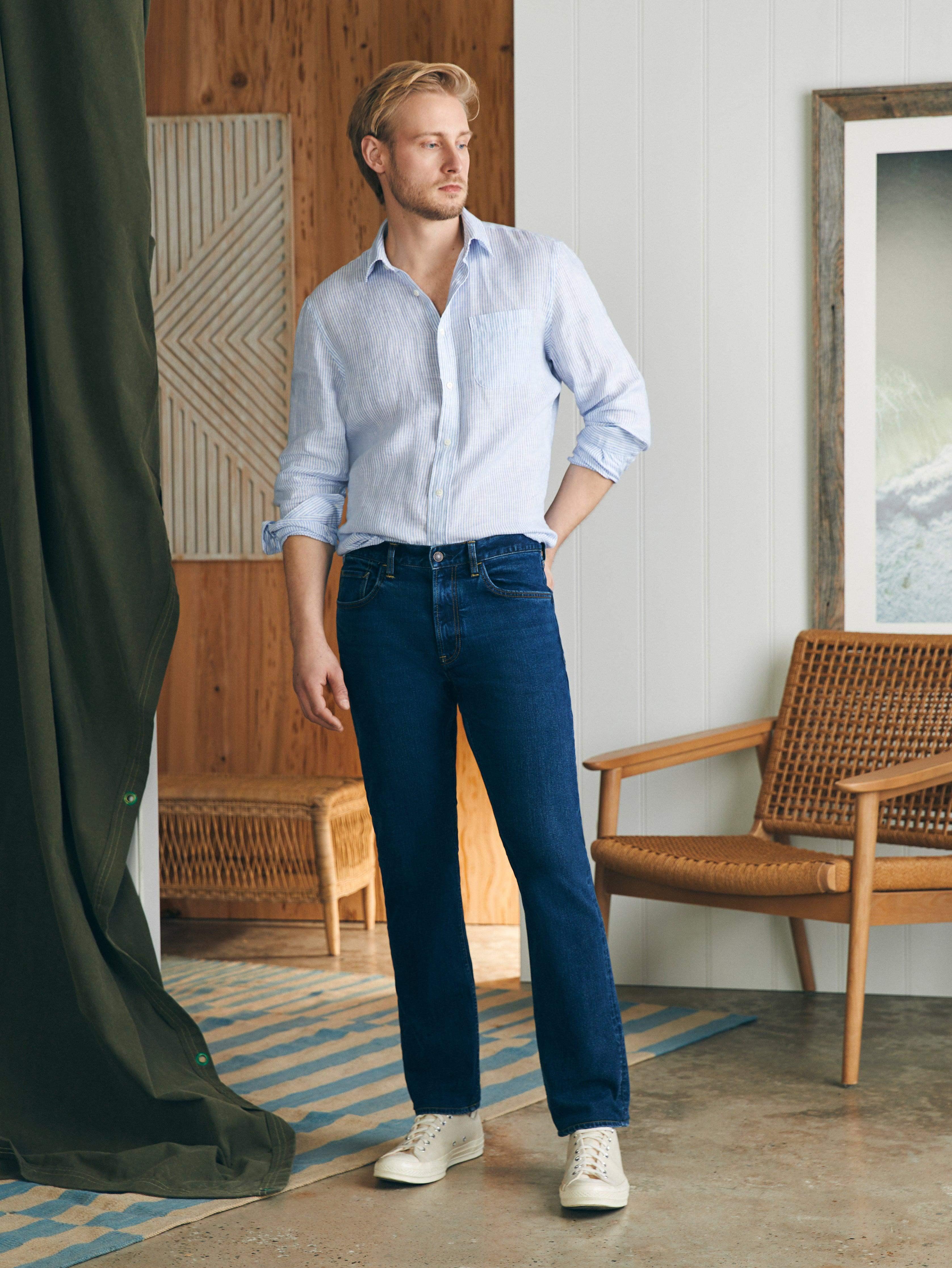 Organic Cotton Slim Straight Denim (32" Inseam) - Cove Point Wash