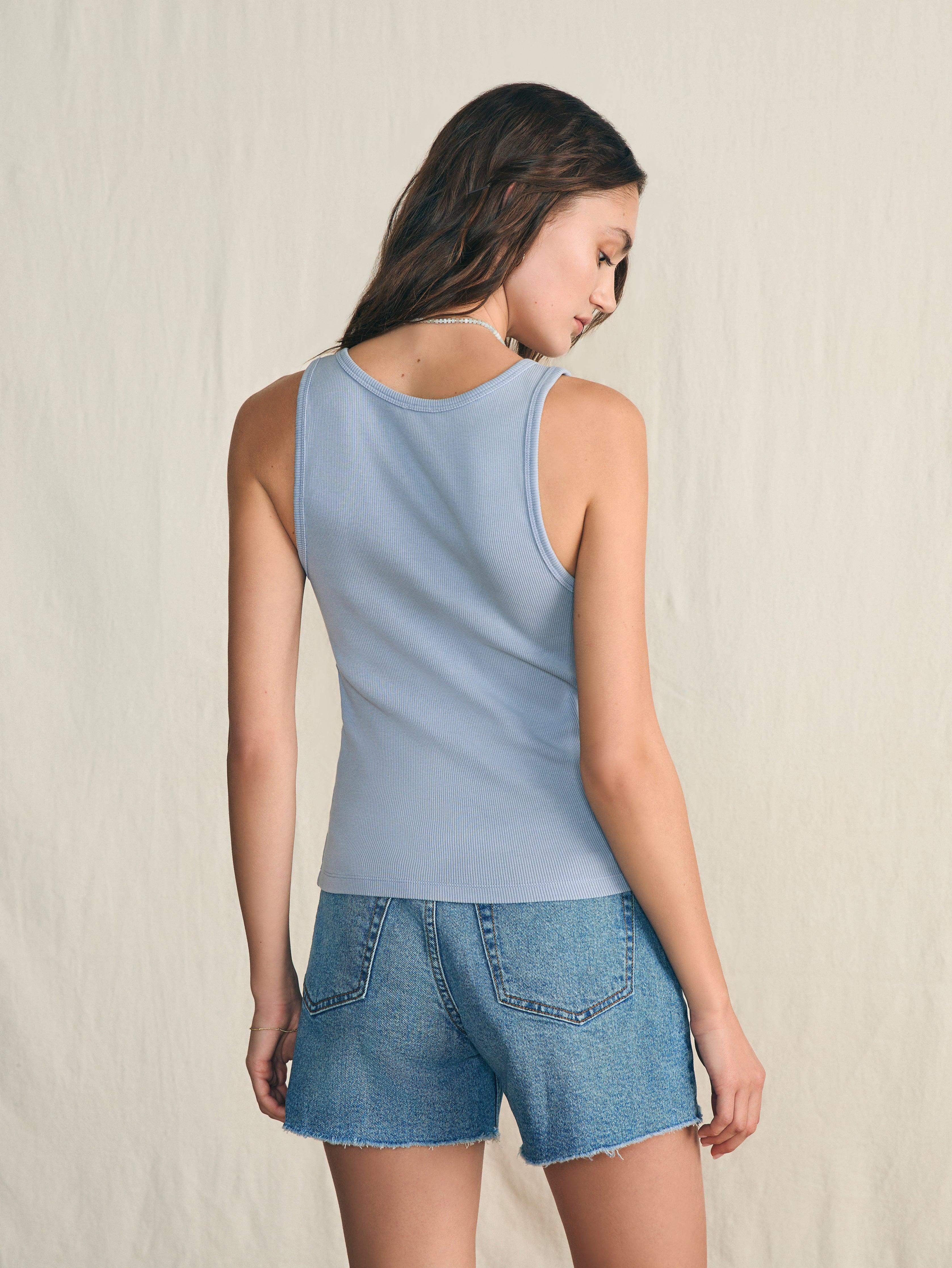 Sunwashed Rib Tank - Zen Blue