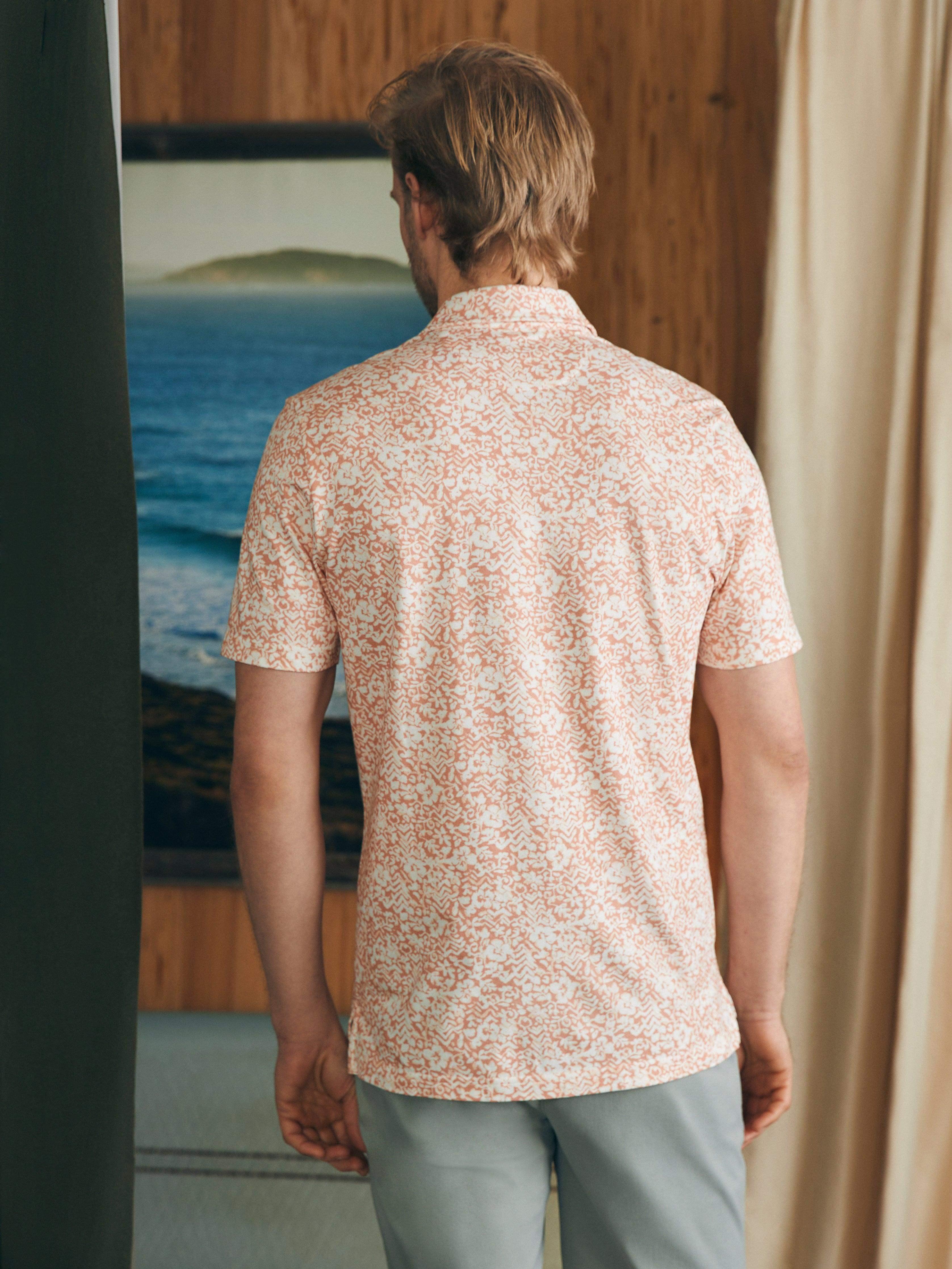 Movement™ Short-Sleeve Pique Polo Shirt - Hilo Rose Floral Print