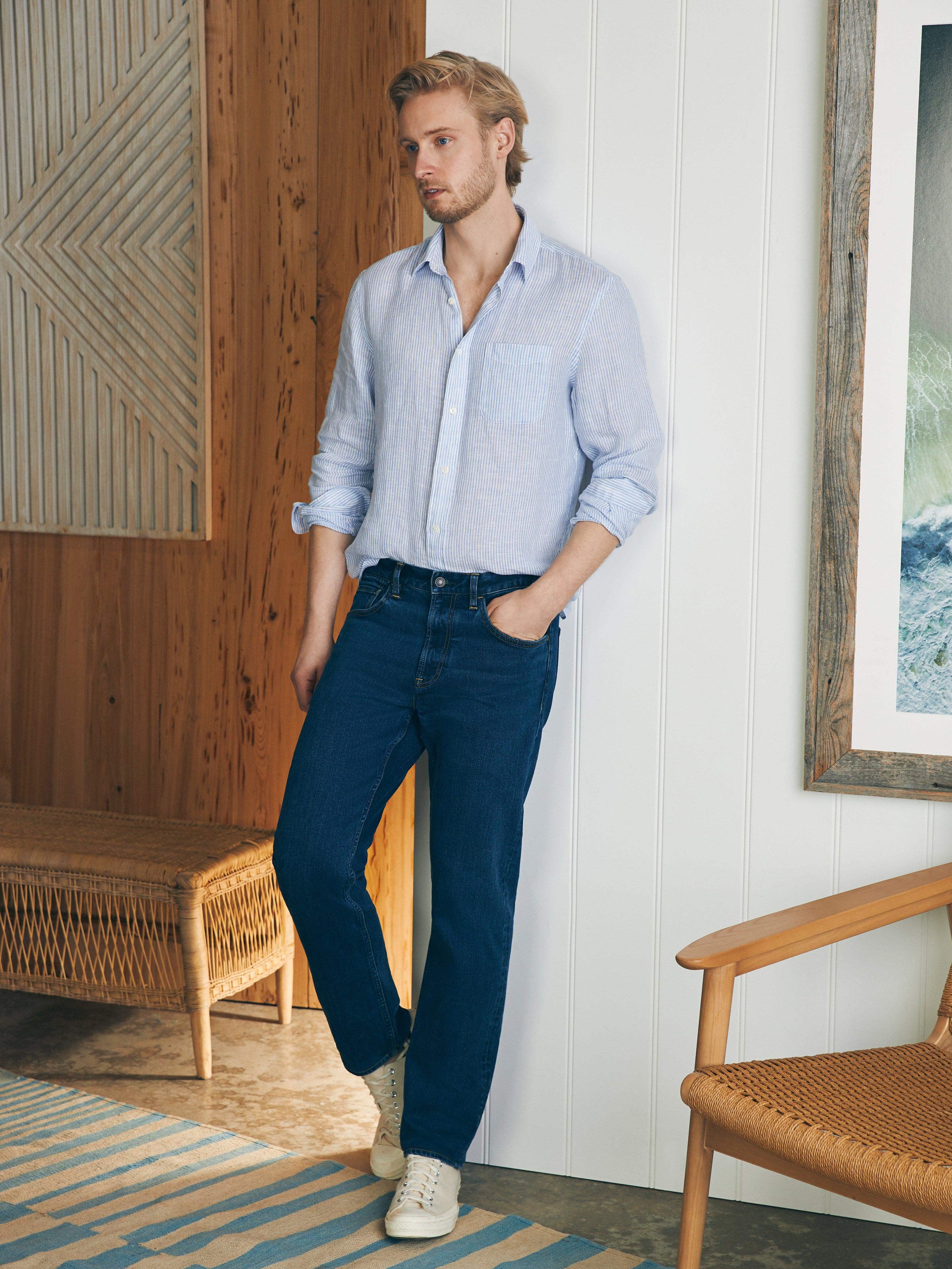 Organic Cotton Slim Straight Denim (32" Inseam) - Cove Point Wash