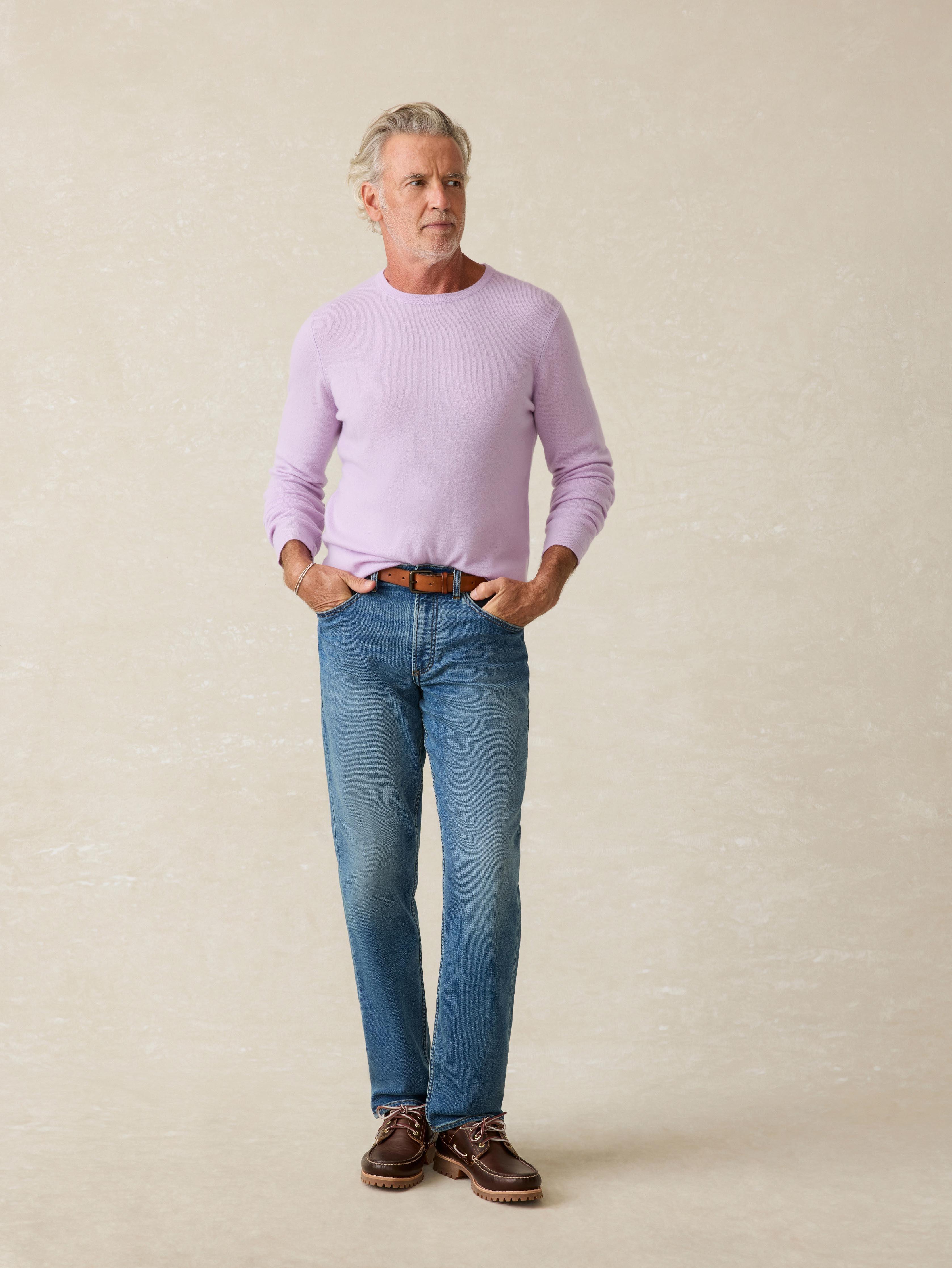 Tropical Cashmere Crewneck Sweater - Coastal Lavender