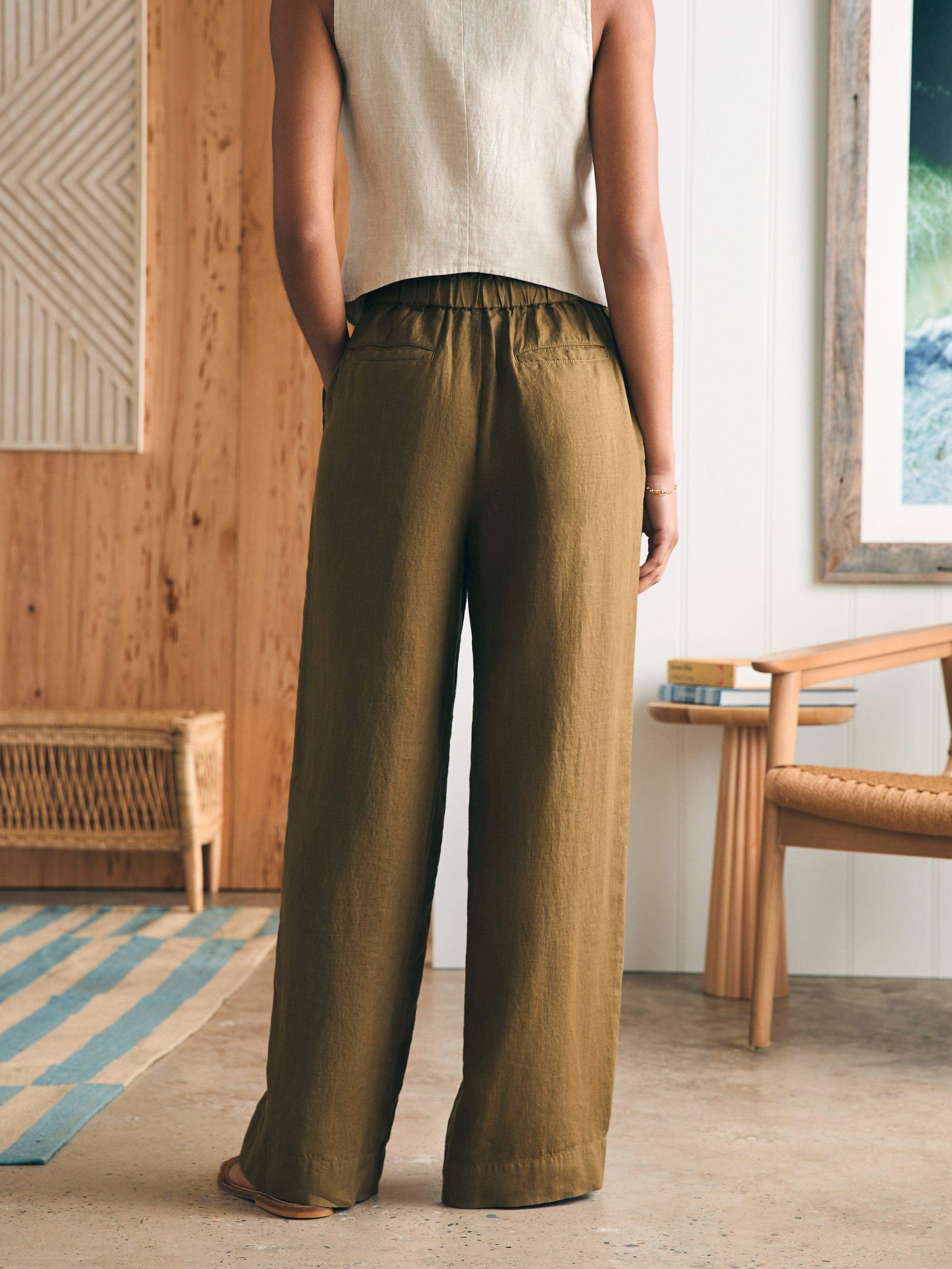 Monterey Linen Pant - Military Olive