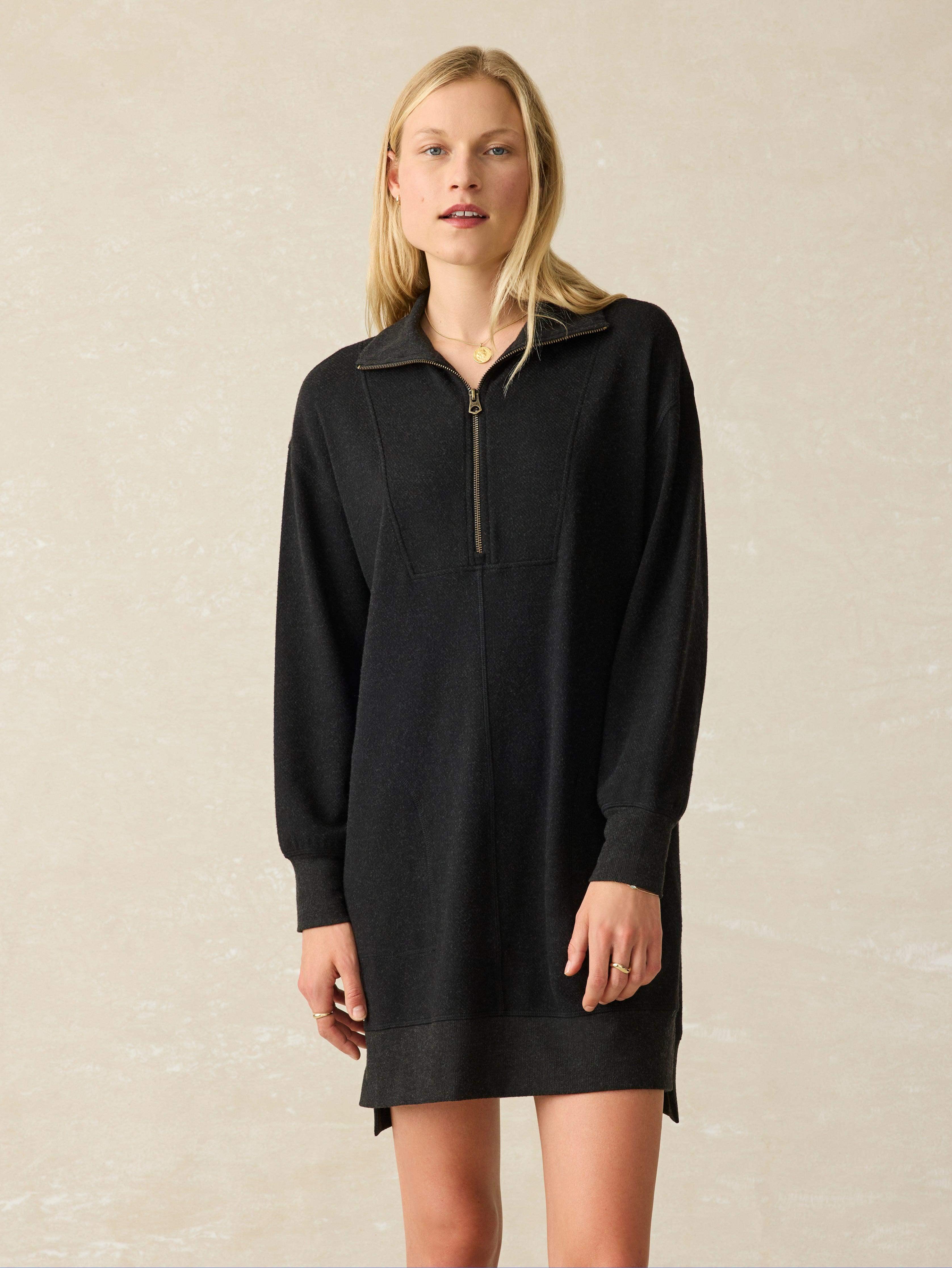 Legend™ Quarter Zip Dress - Heathered Black Twill