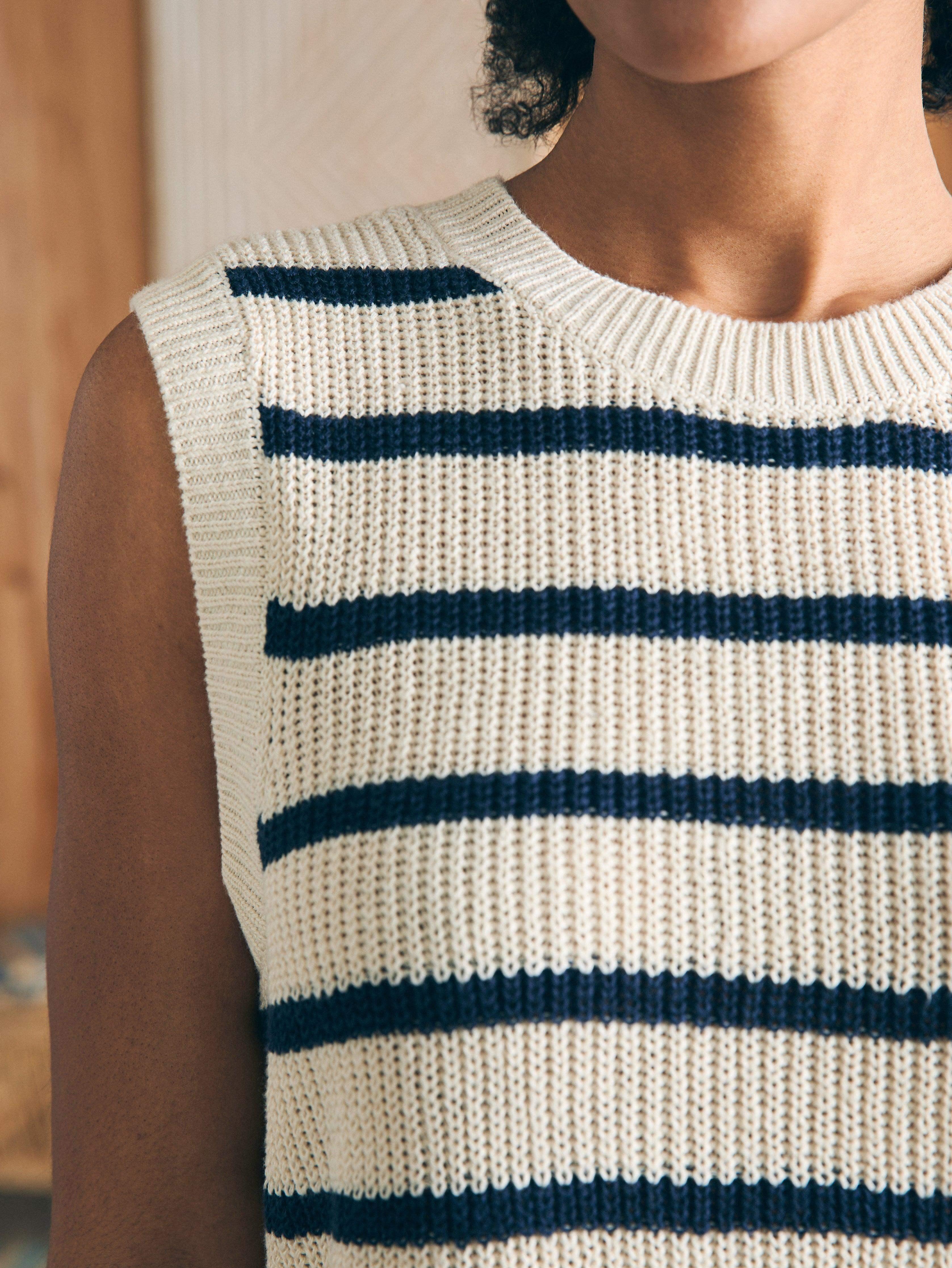 Miramar Linen Muscle Tank - Montauk Stripe