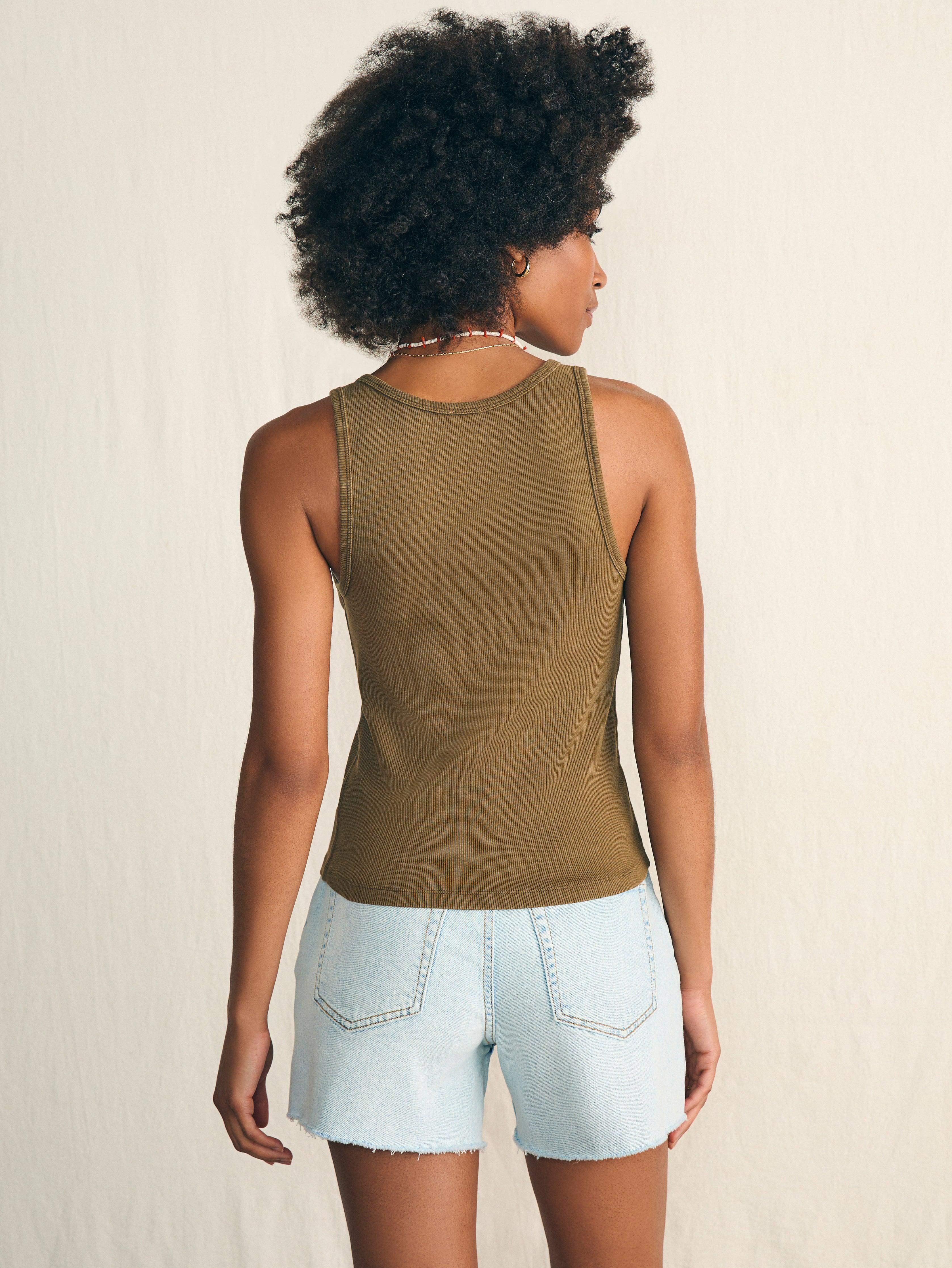 Sunwashed Rib Tank - Military Olive