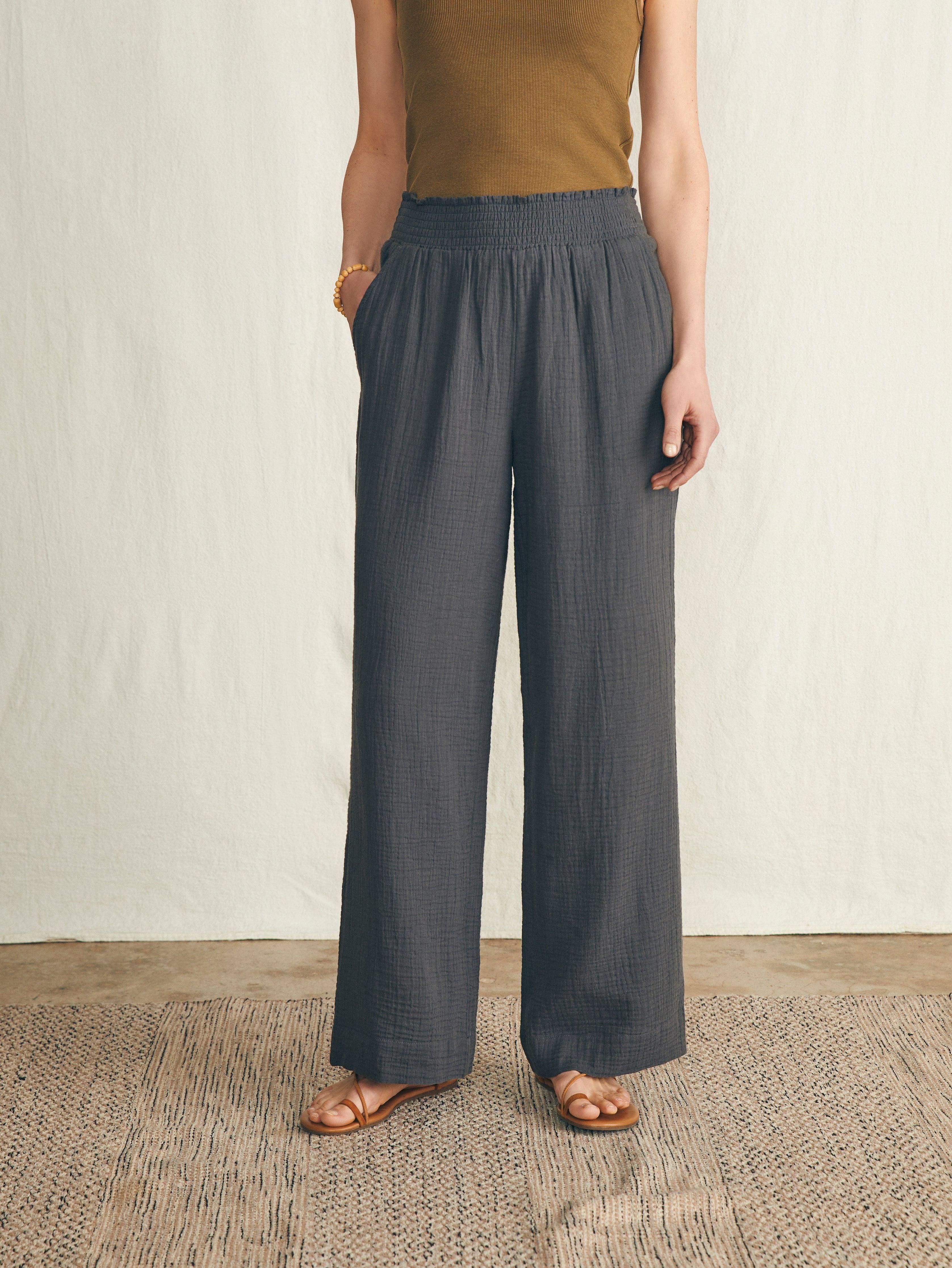 Dream Cotton Gauze Wide Leg Pant - Washed Black