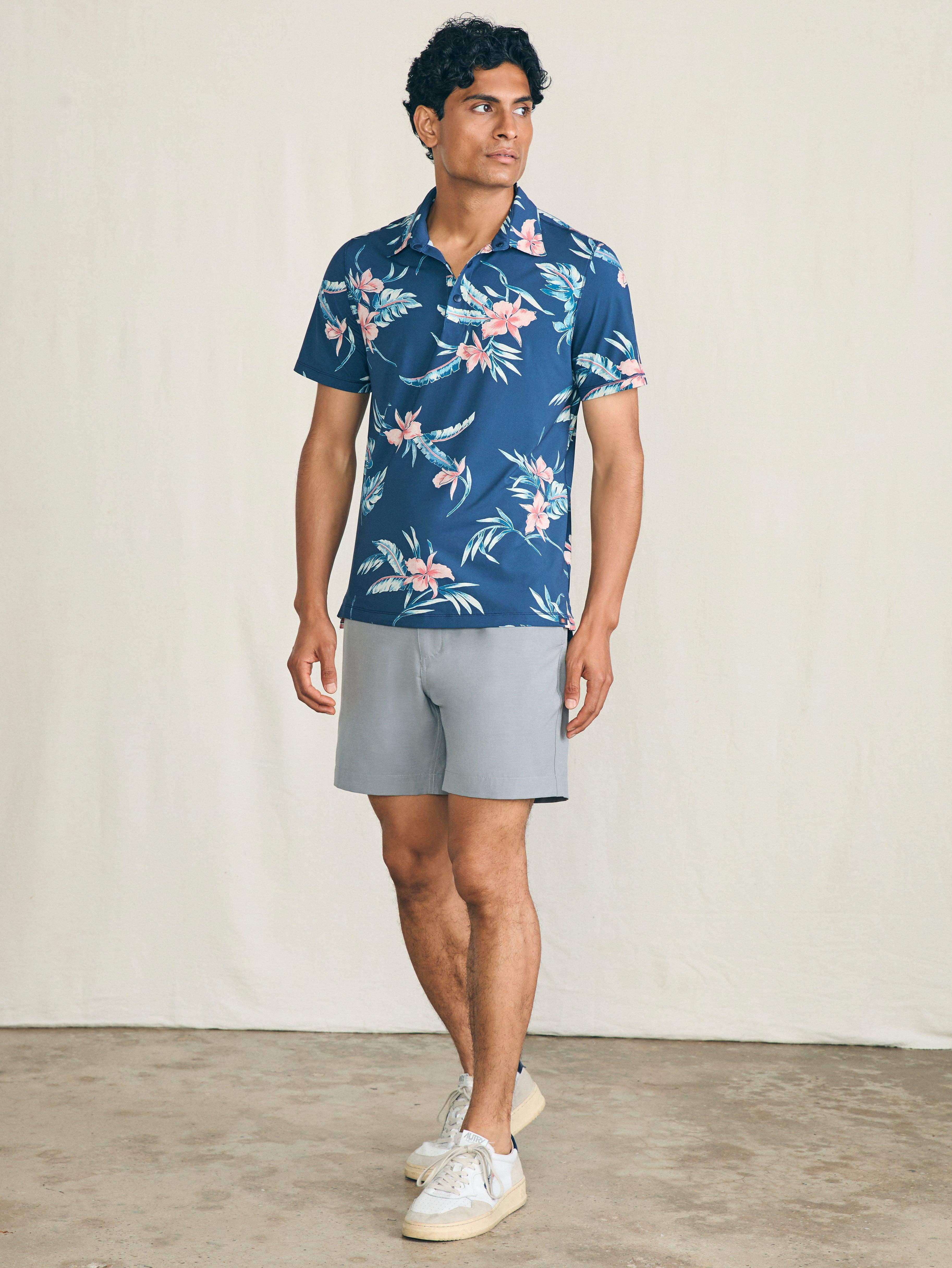 Shorelite Short-Sleeve Tech Polo - Navy Island Orchid