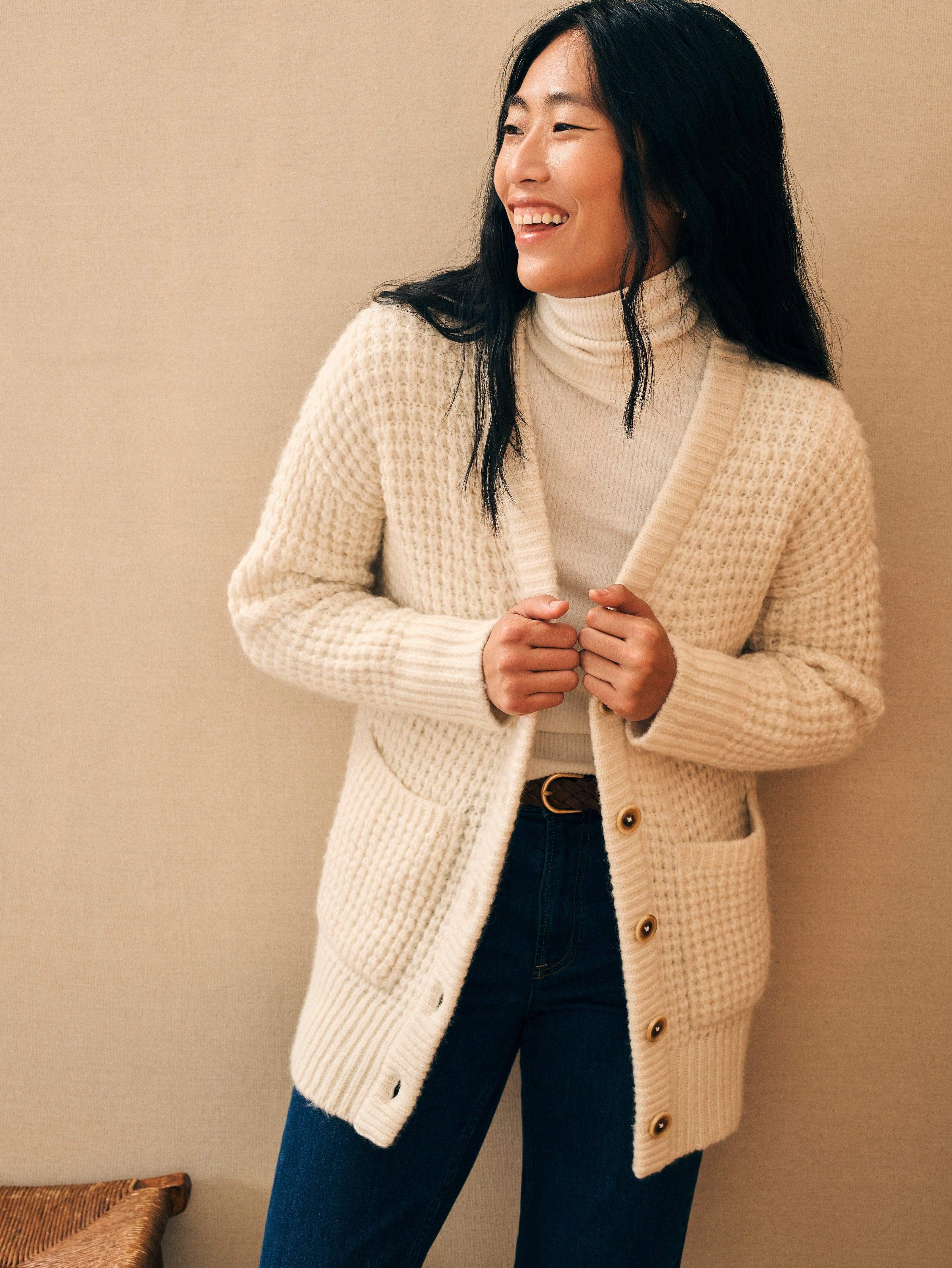 Frost Waffle Cardigan - Cream