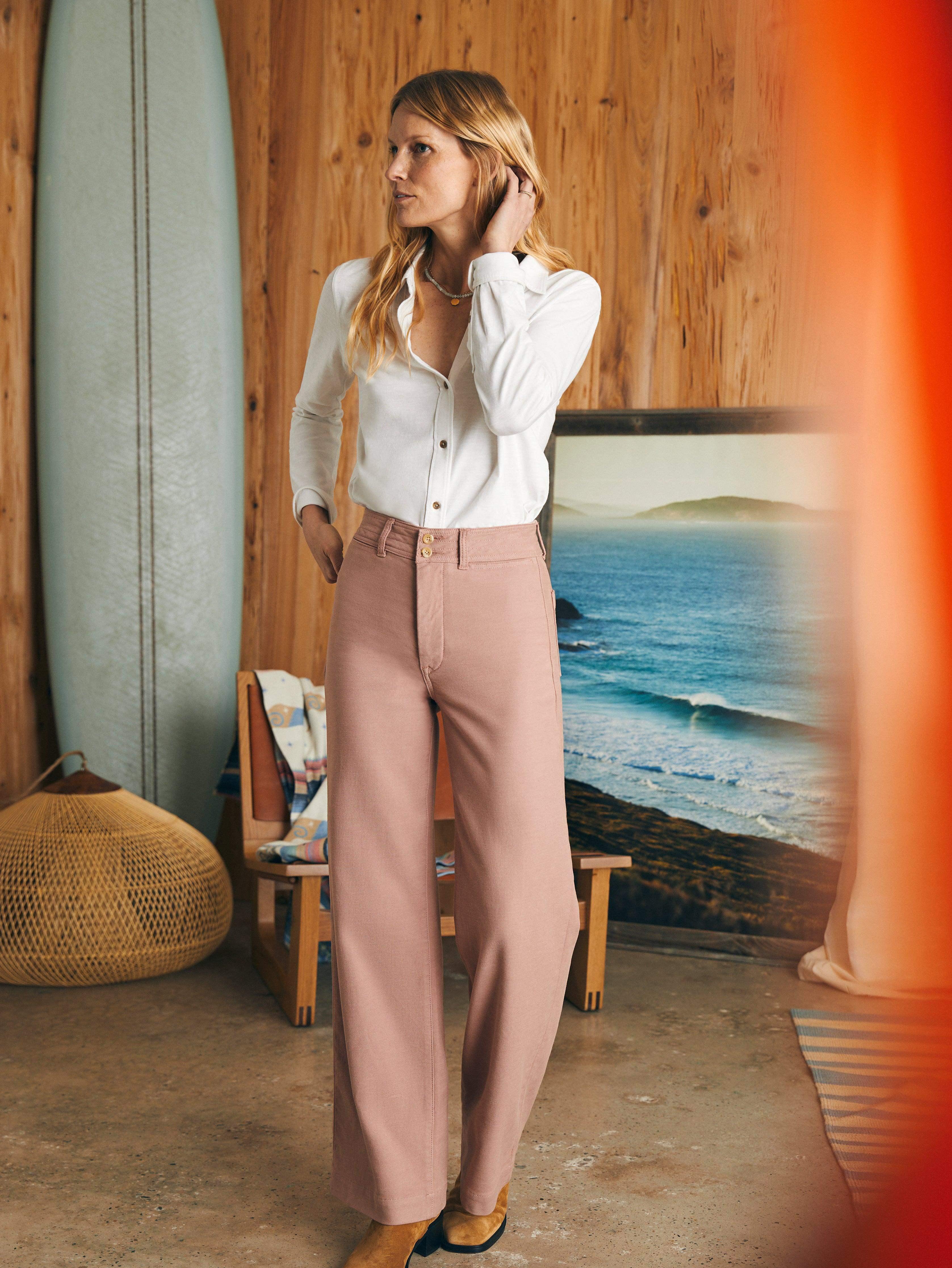 Stretch Terry Harbor Pant - Wood Rose