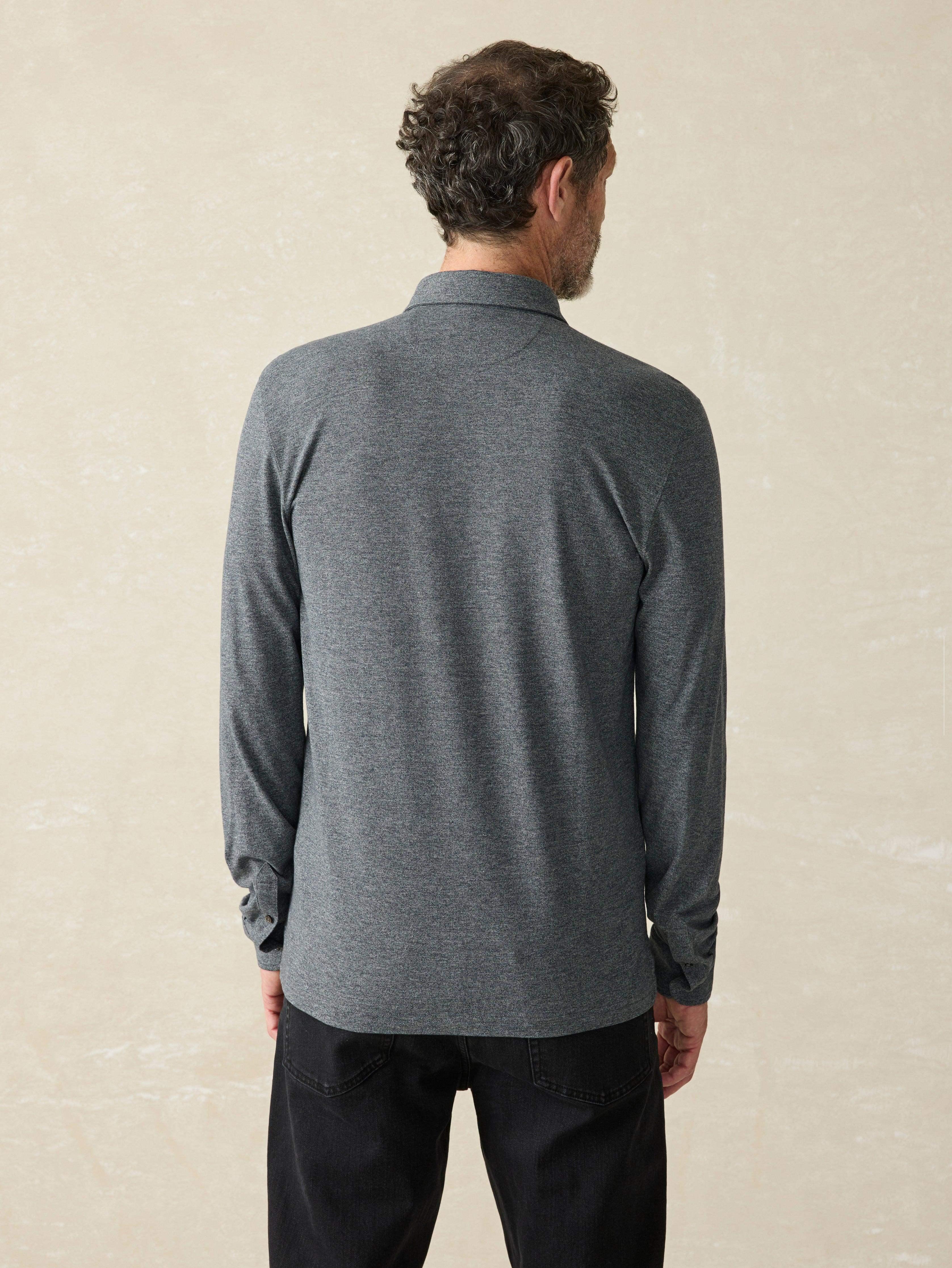 Movement™ Long-Sleeve Pique Polo - Dusty Iron Heather