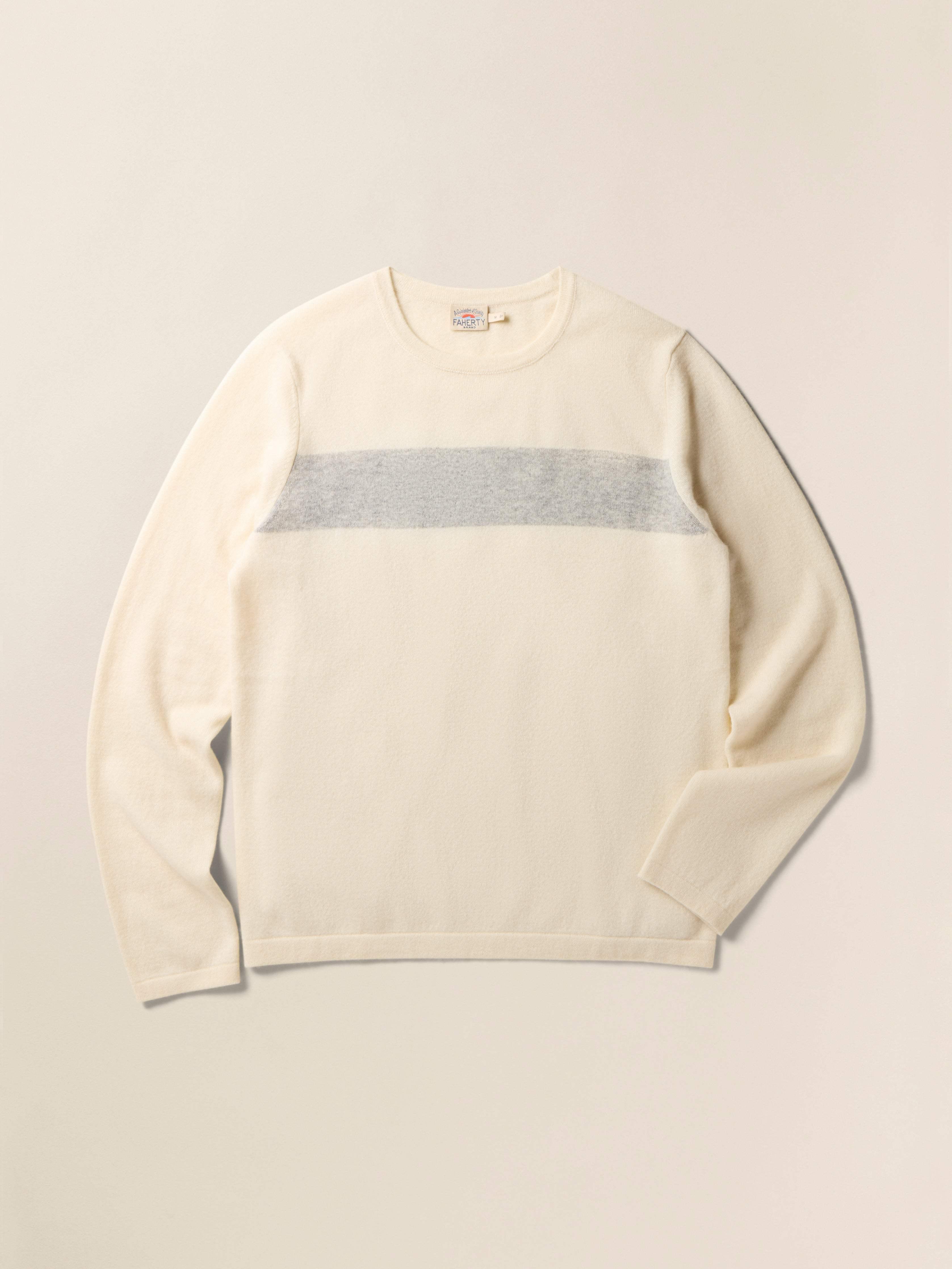 Tropical Cashmere Crewneck Sweater - Coastal Cream