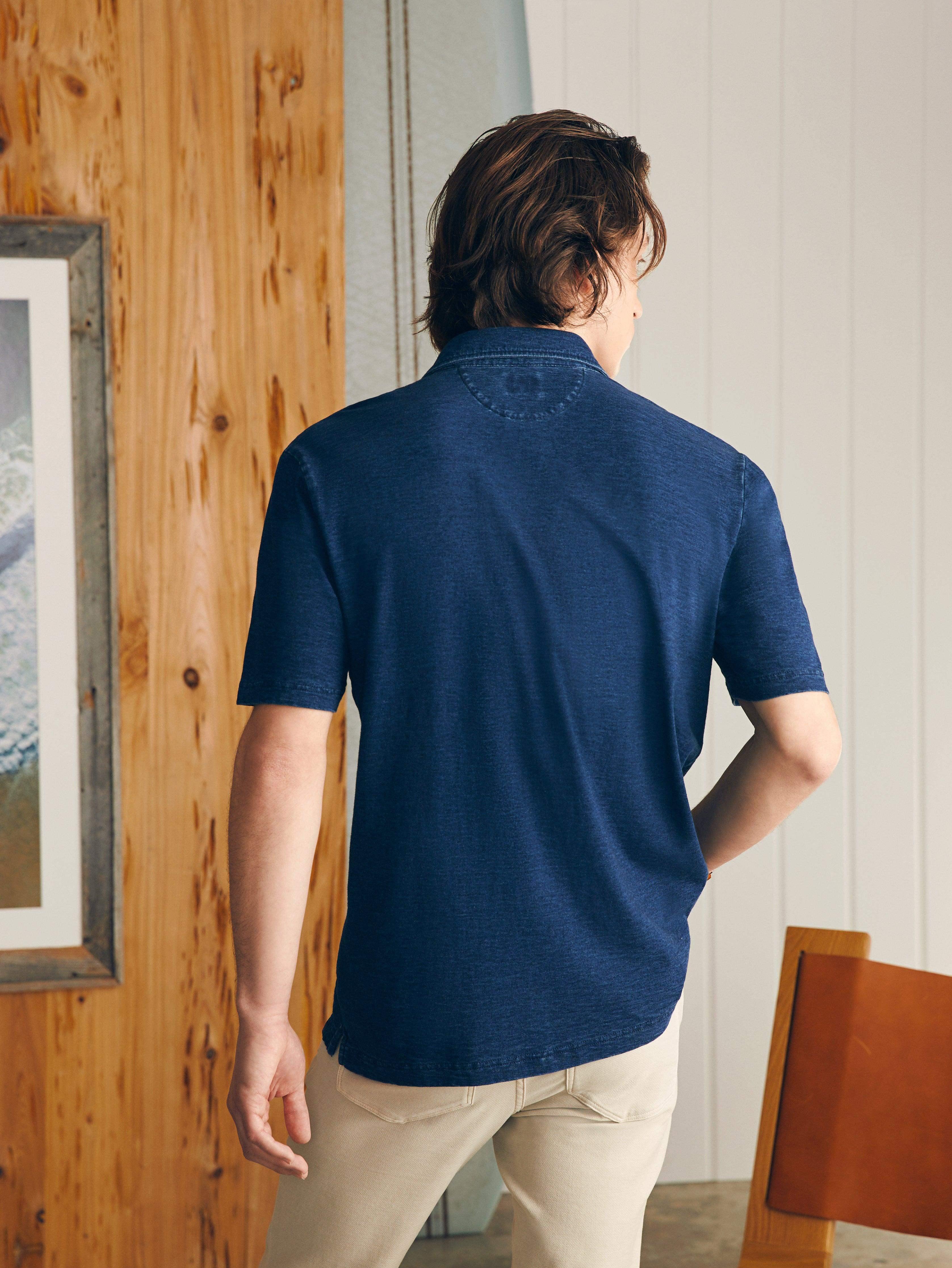 Short-Sleeve Indigo Polo Shirt - Midnight Wash