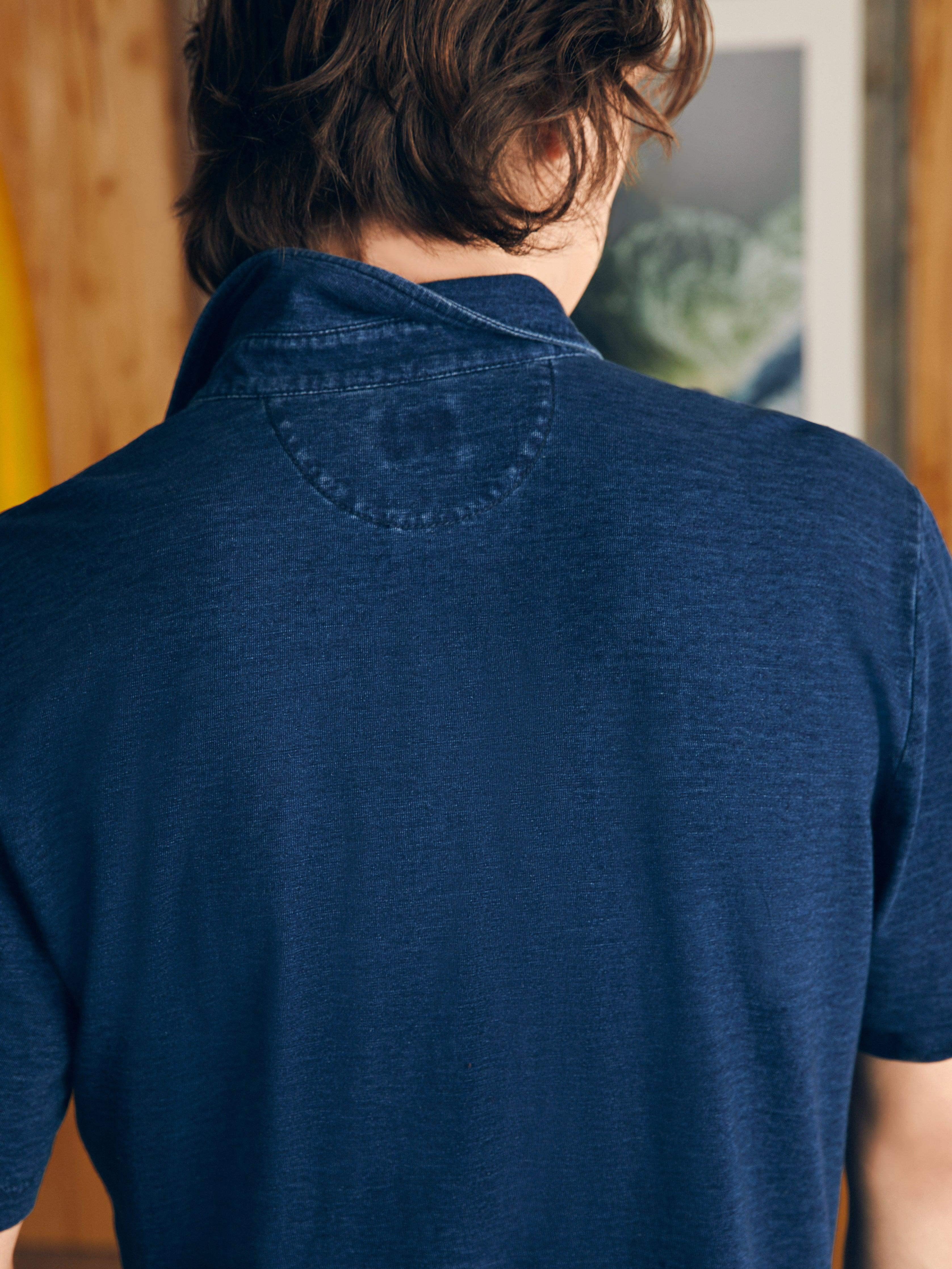 Short-Sleeve Indigo Polo Shirt - Midnight Wash