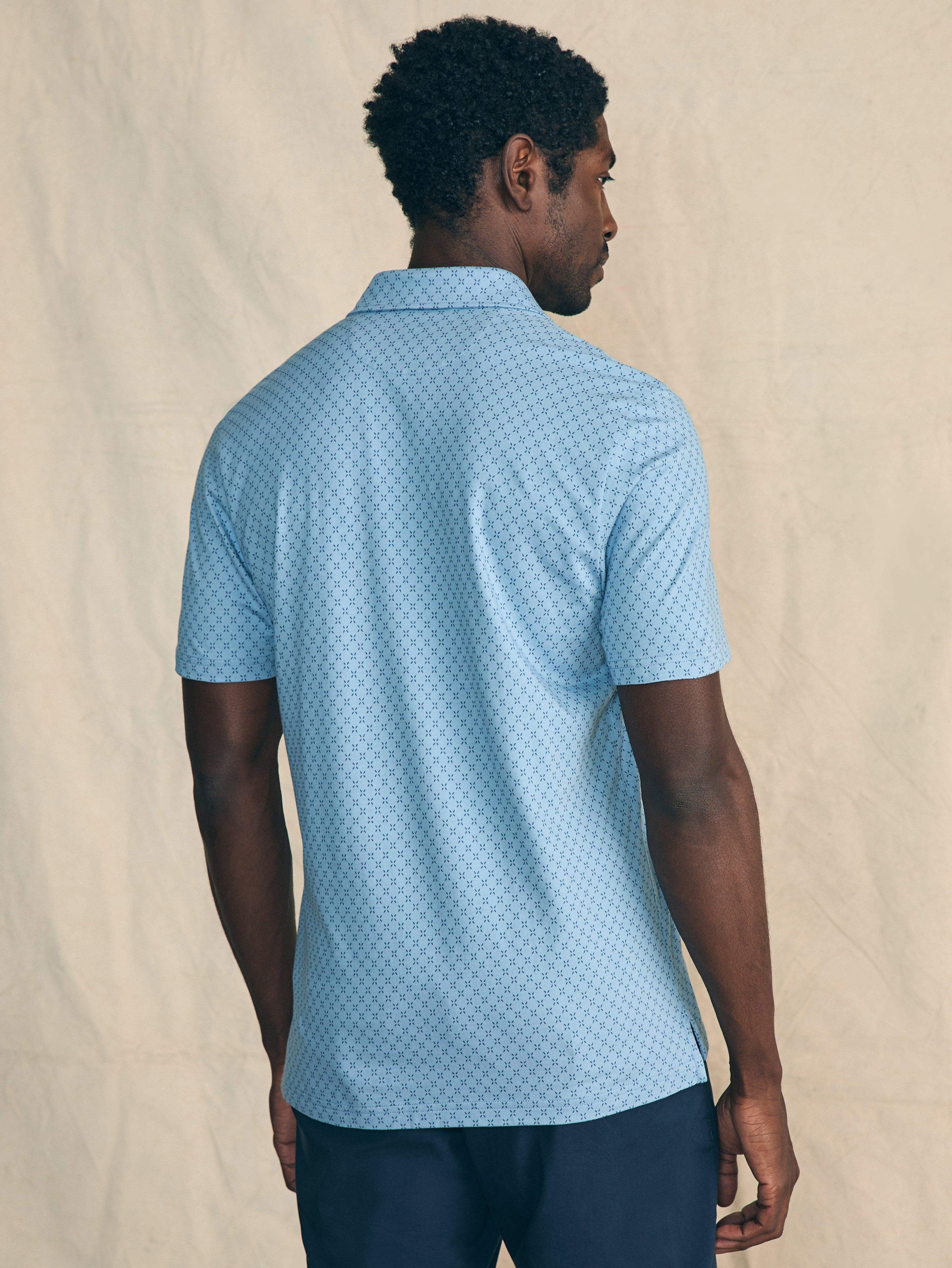 Movement™ Short-Sleeve Pique Polo Shirt - Blue Surfboard Geo