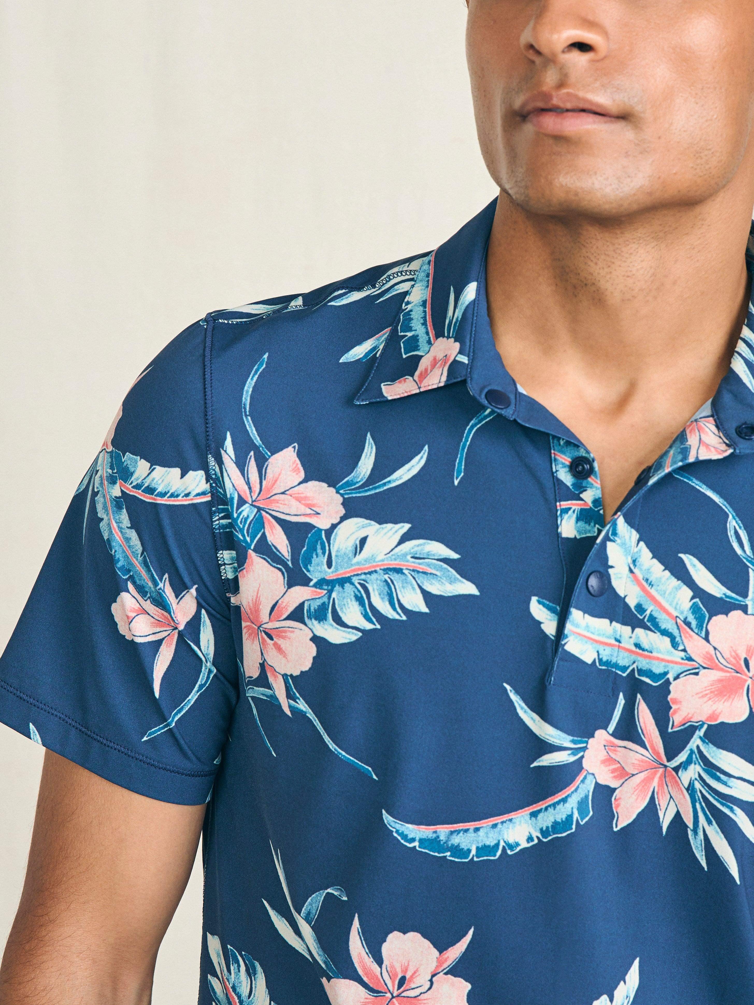 Shorelite Short-Sleeve Tech Polo - Navy Island Orchid