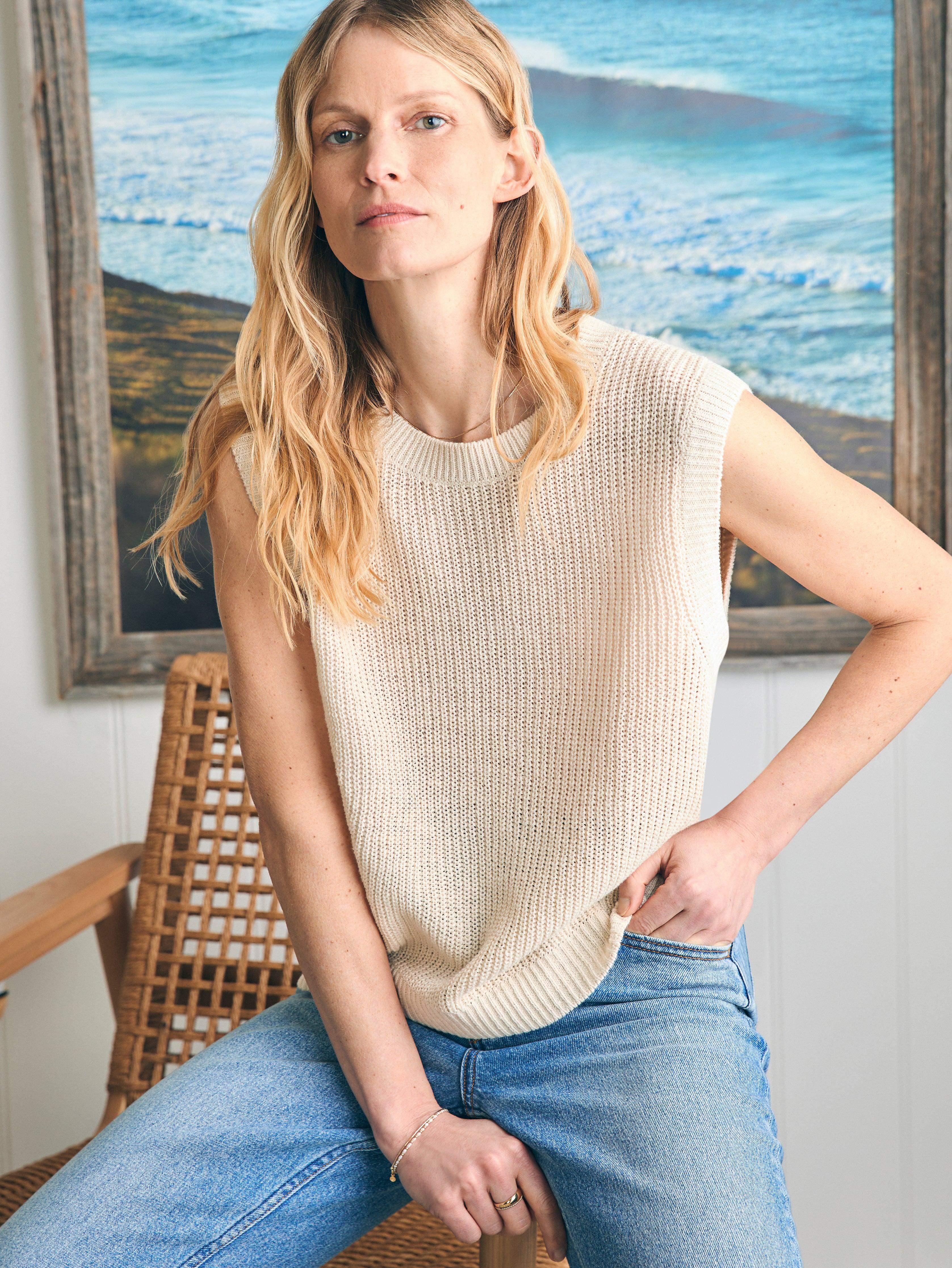 Miramar Linen Muscle Tank - Summer Sand