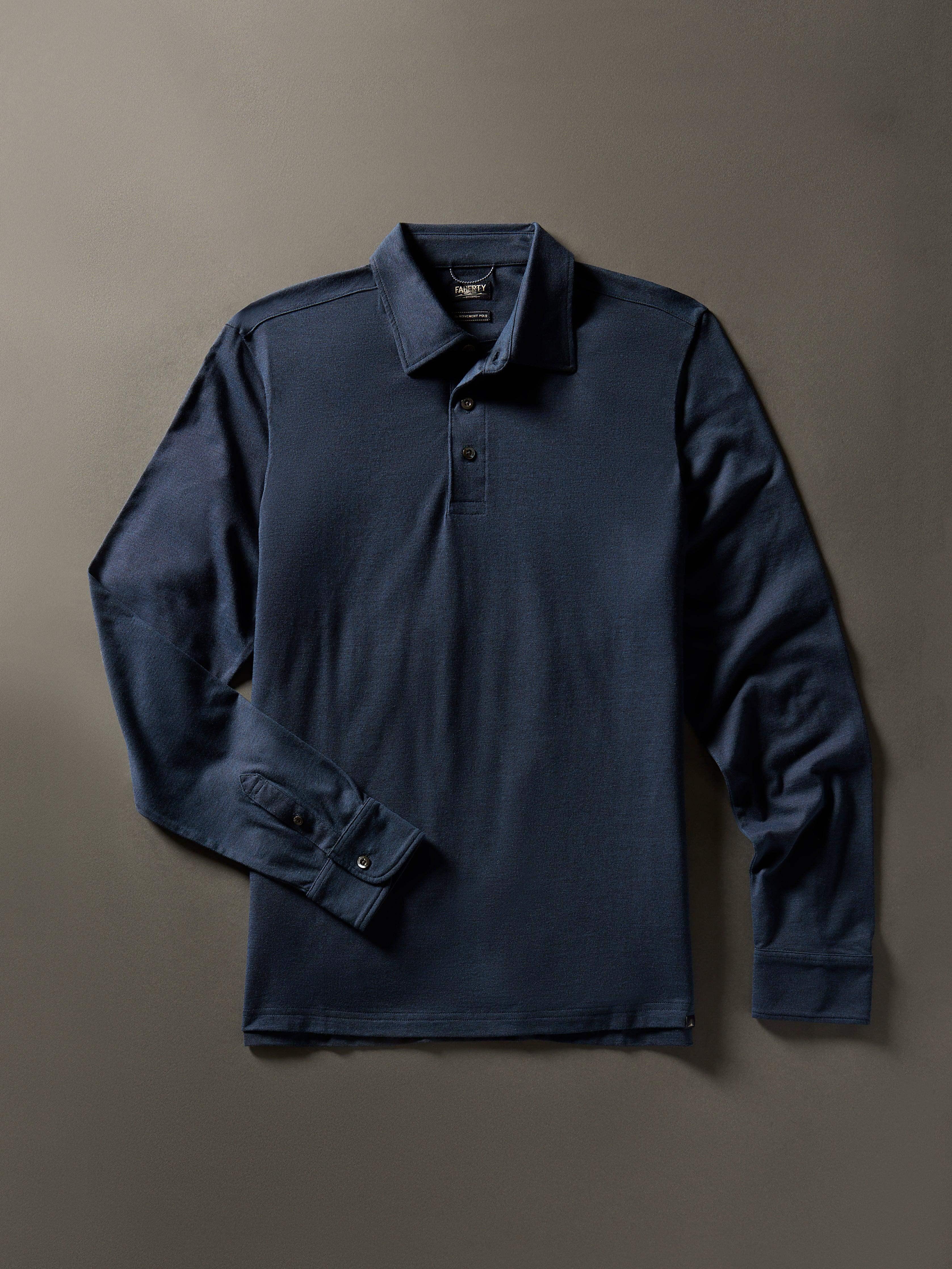 Movement™ Long-Sleeve Pique Polo - Harbor Night Heather