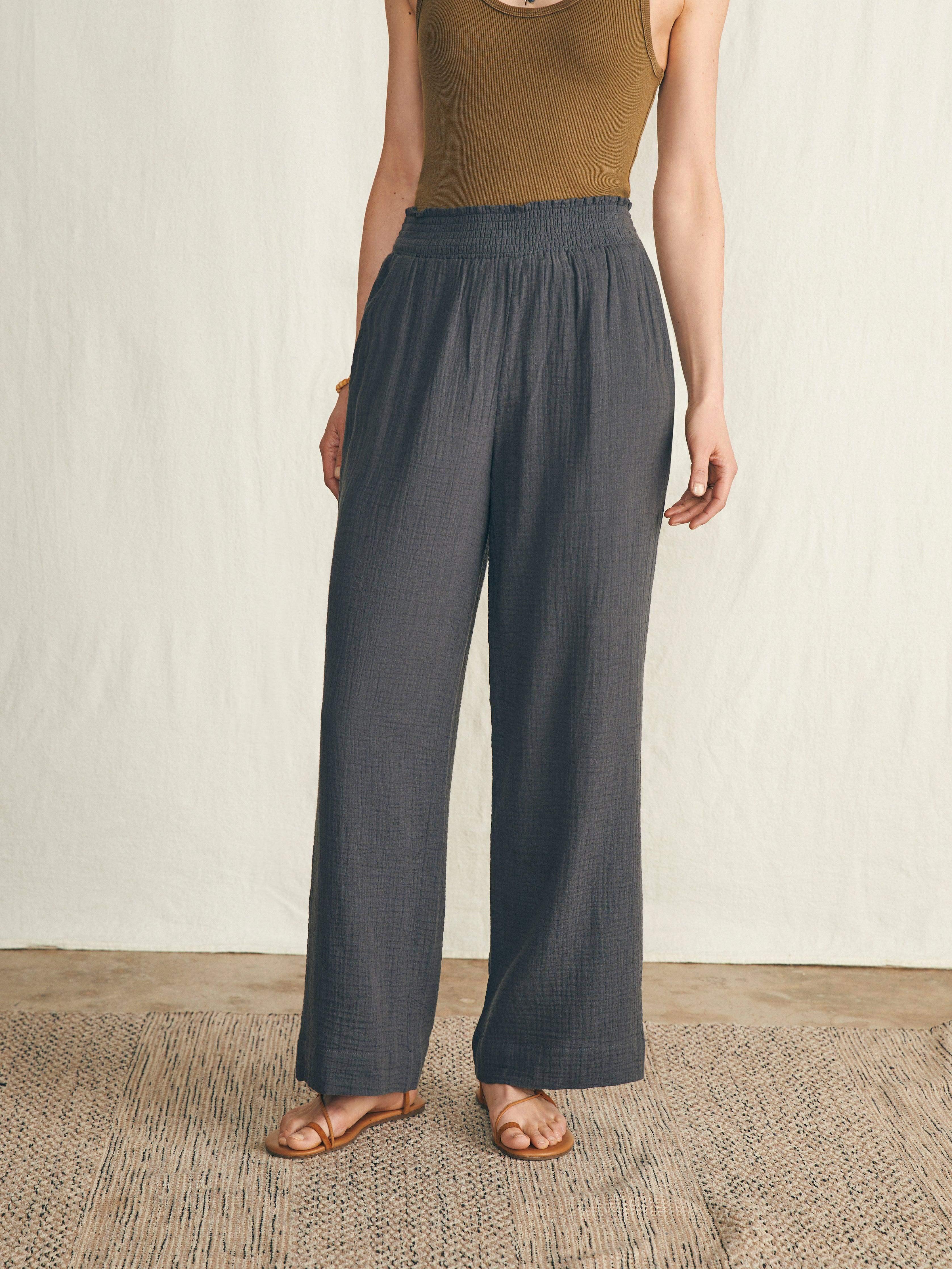 Dream Cotton Gauze Wide Leg Pant - Washed Black