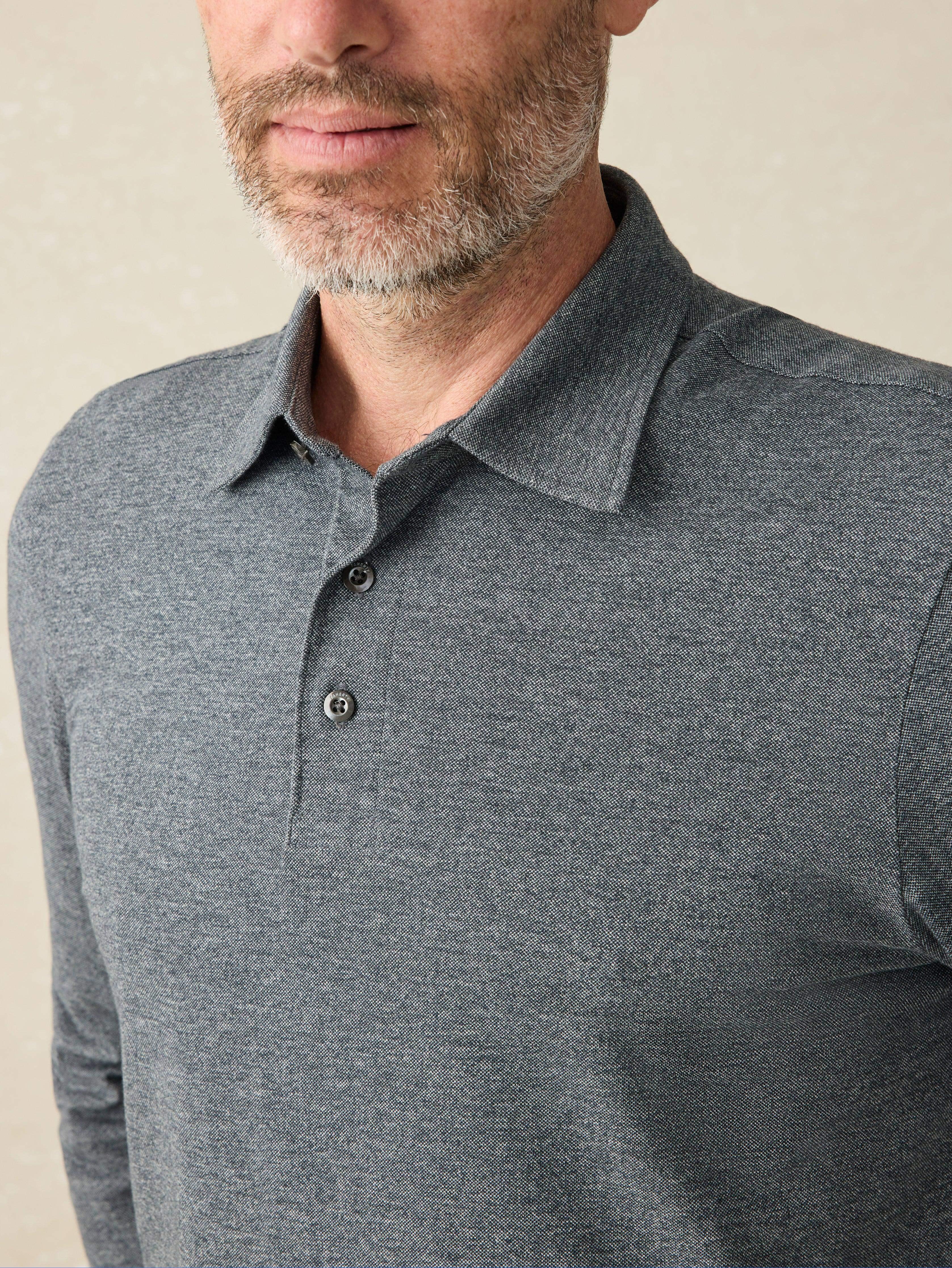 Movement™ Long-Sleeve Pique Polo - Dusty Iron Heather