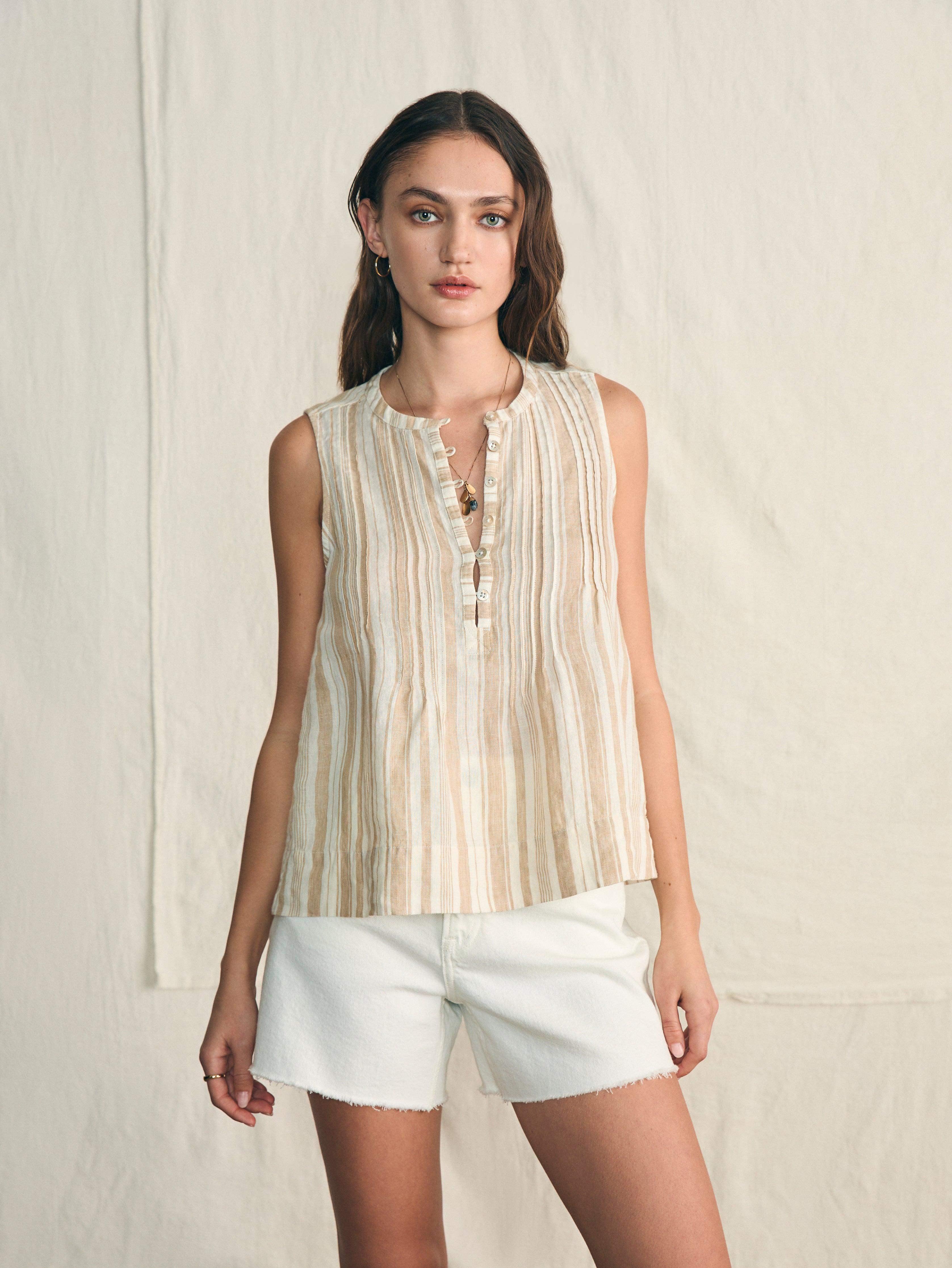 Isha Top - Natural Bombay Stripe