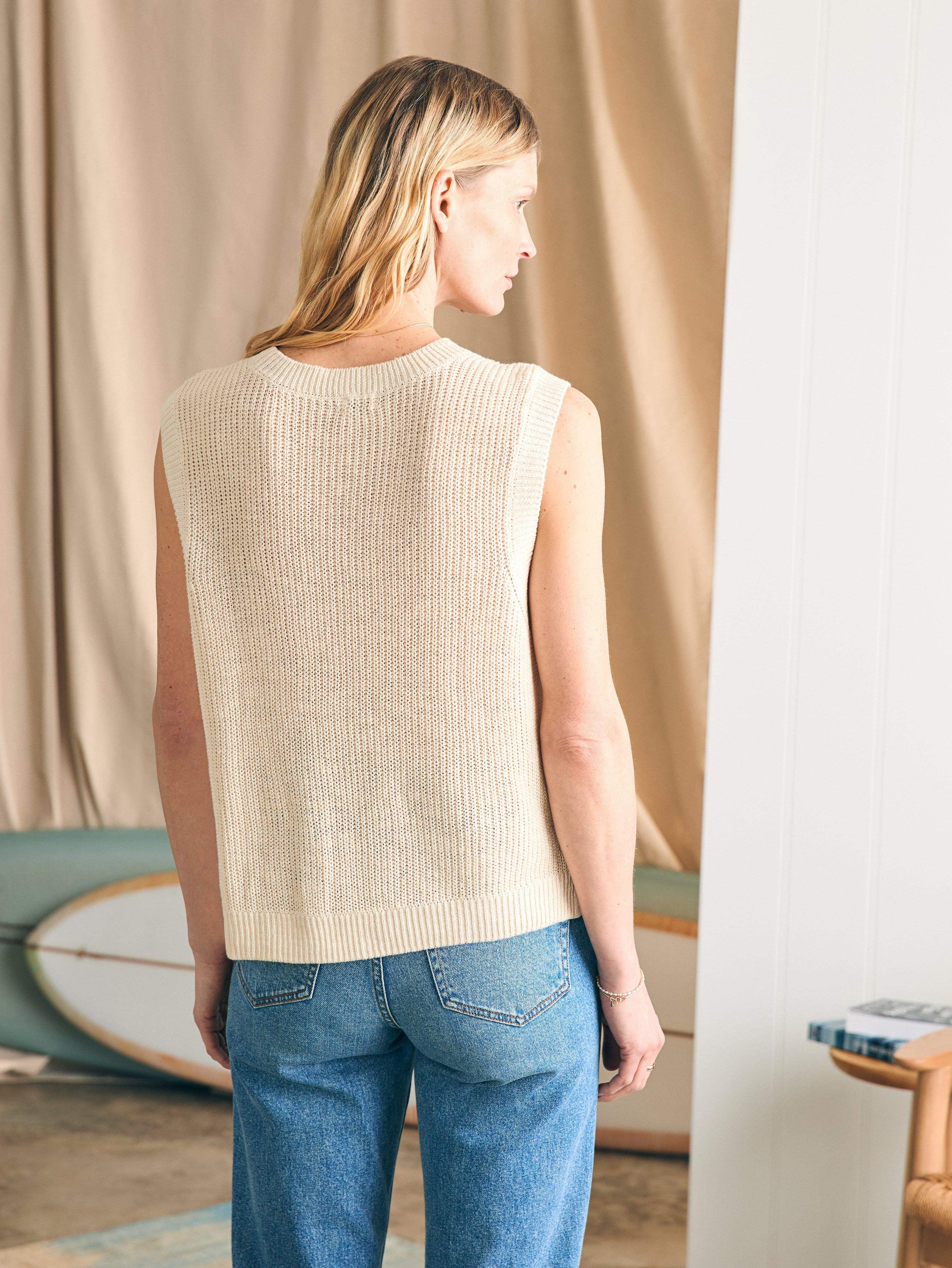 Miramar Linen Muscle Tank - Summer Sand