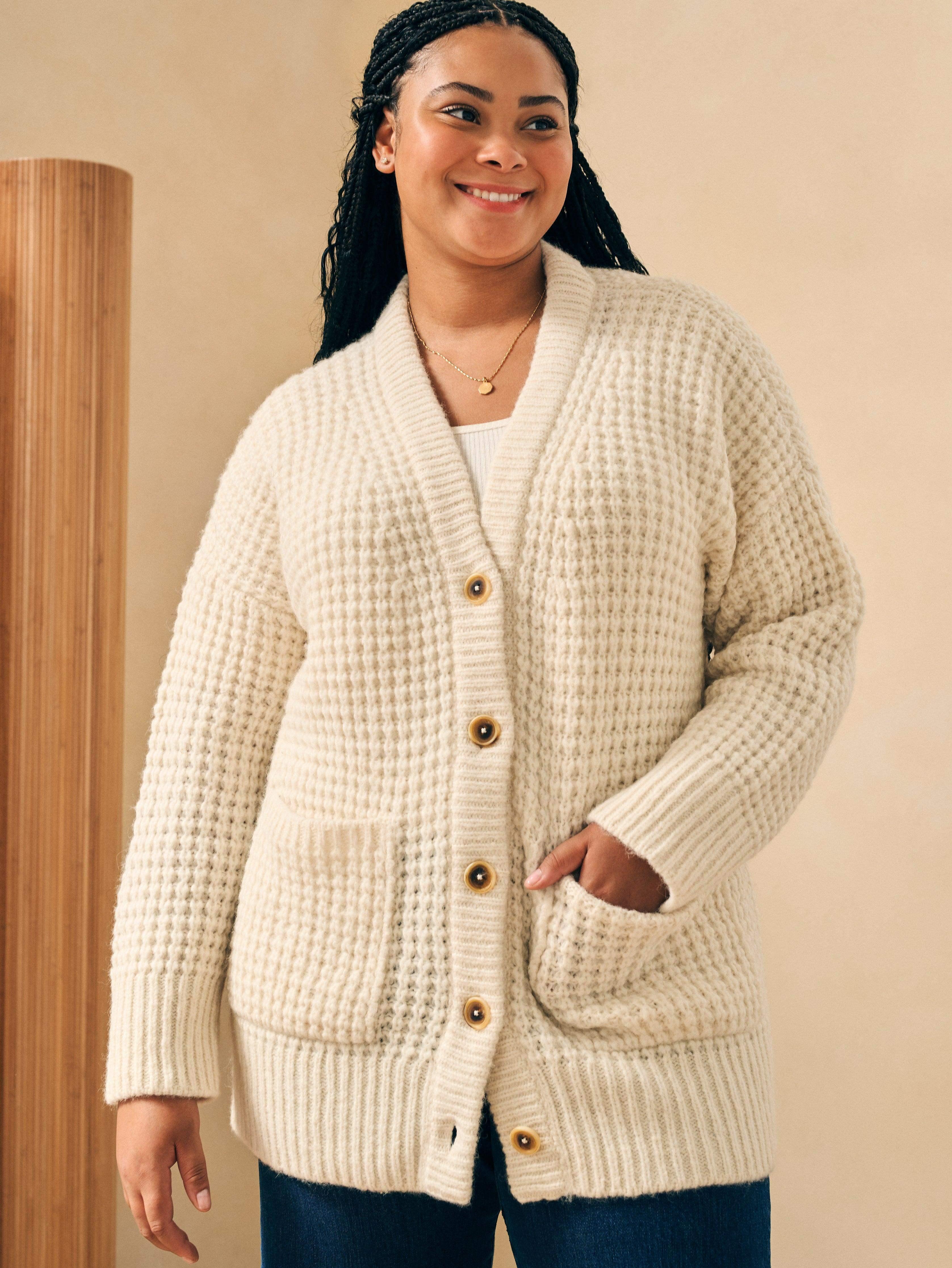 Frost Waffle Cardigan - Cream