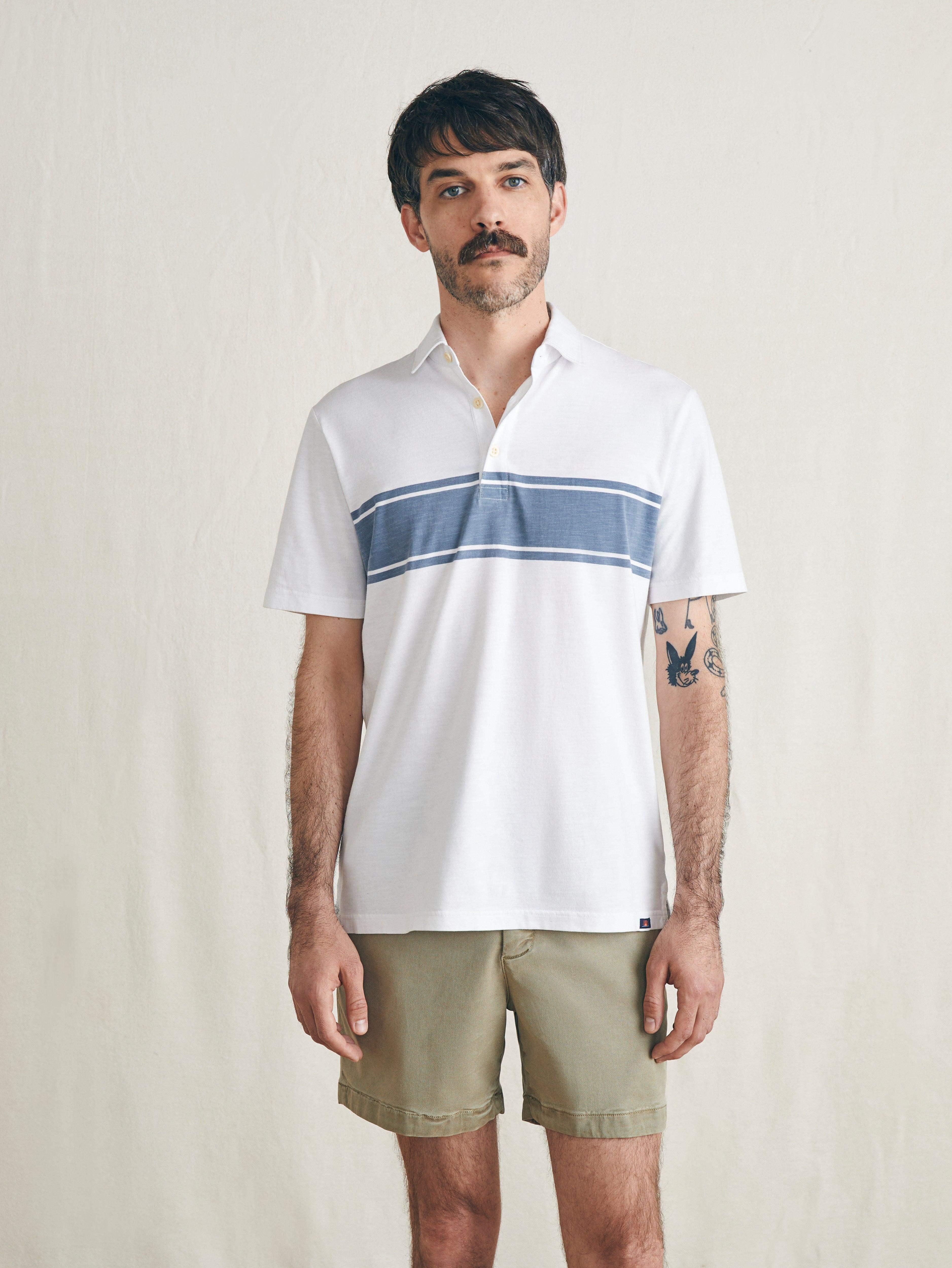 Sunwashed T-Shirt Polo - White Surf Stripe