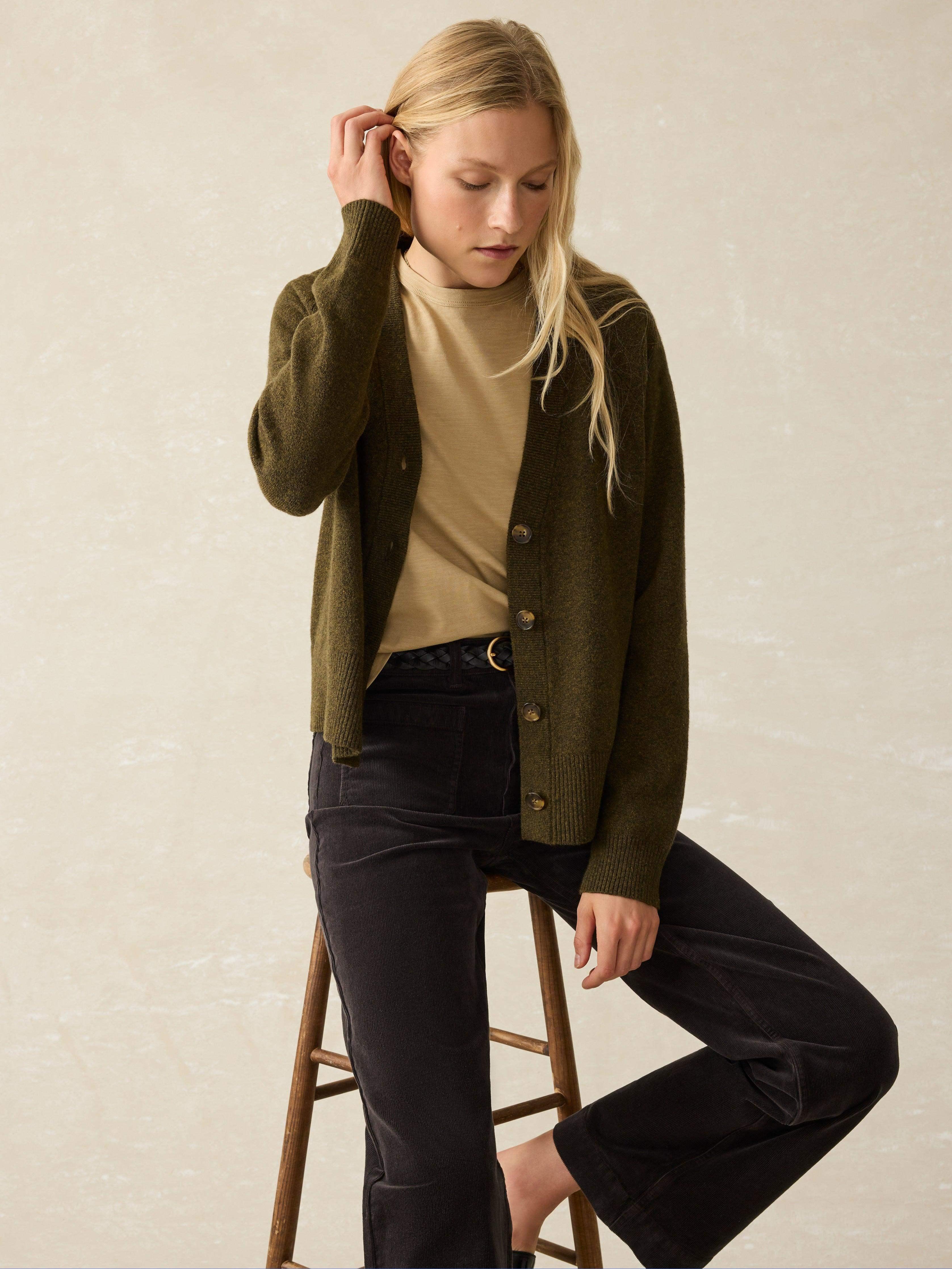 Jackson Cardigan - Olive Heather