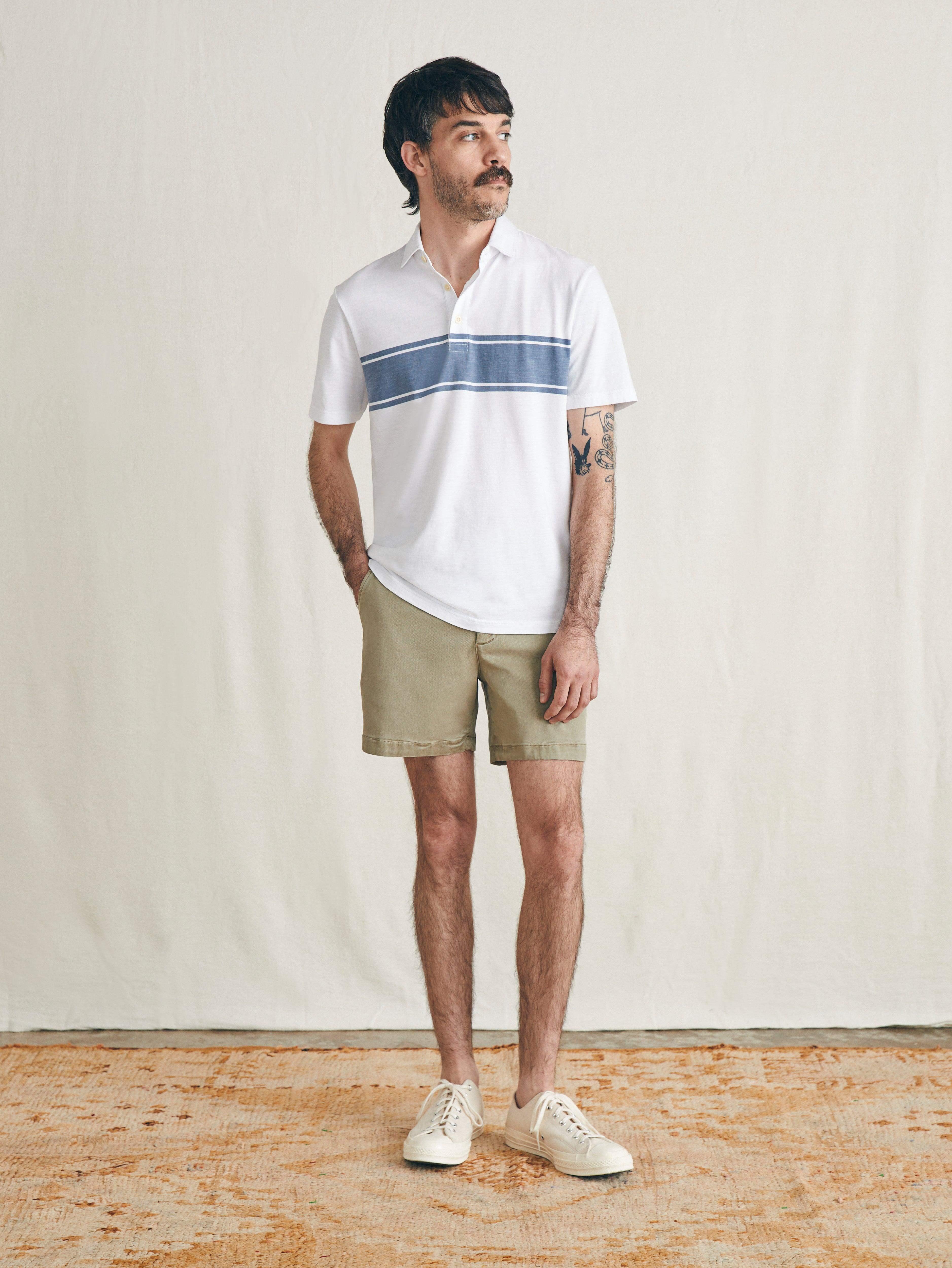 Sunwashed T-Shirt Polo - White Surf Stripe