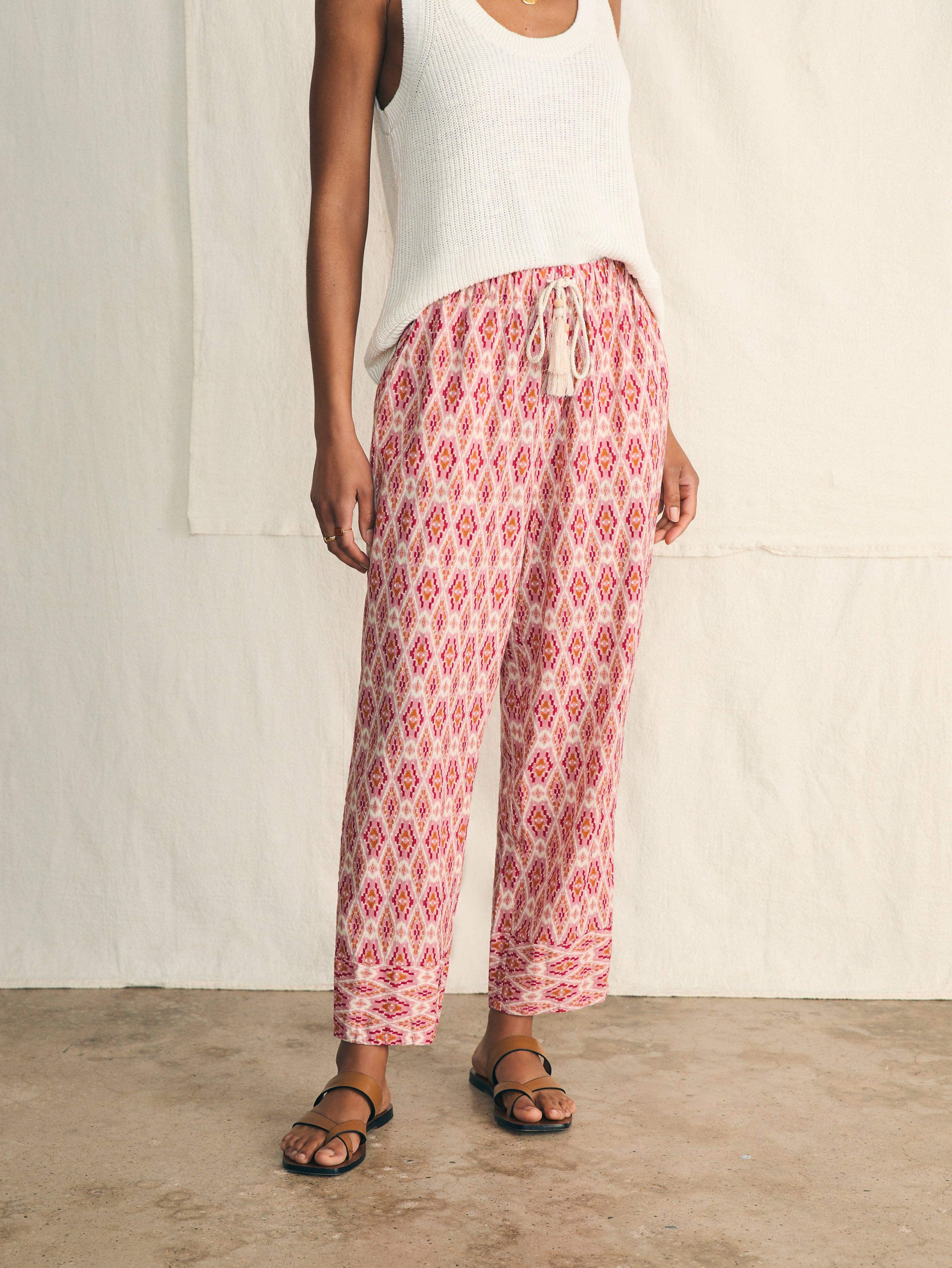 Pacific Beach Linen Pant - Clara Ikat