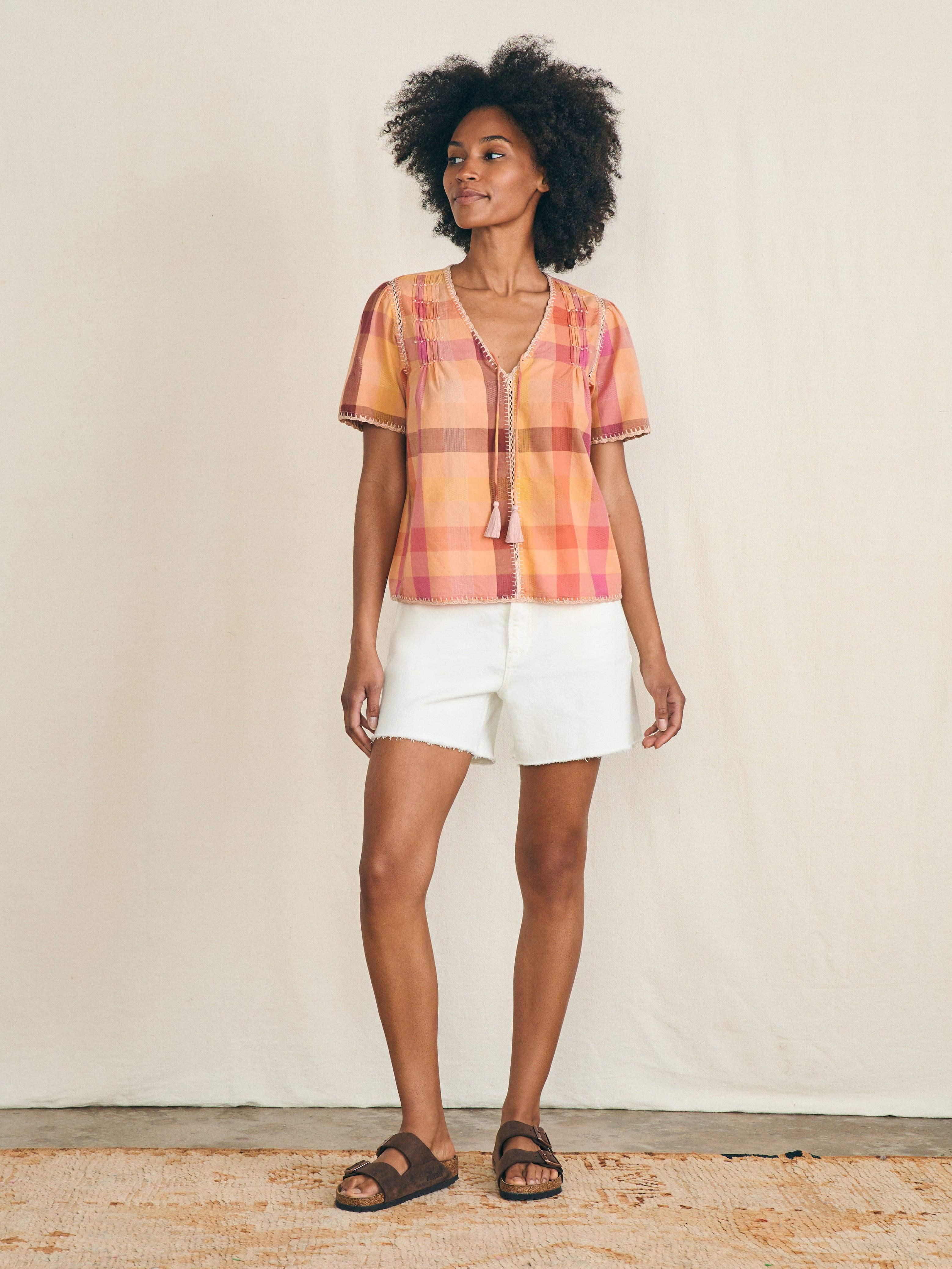 Margate Top - Sunset Desert Plaid