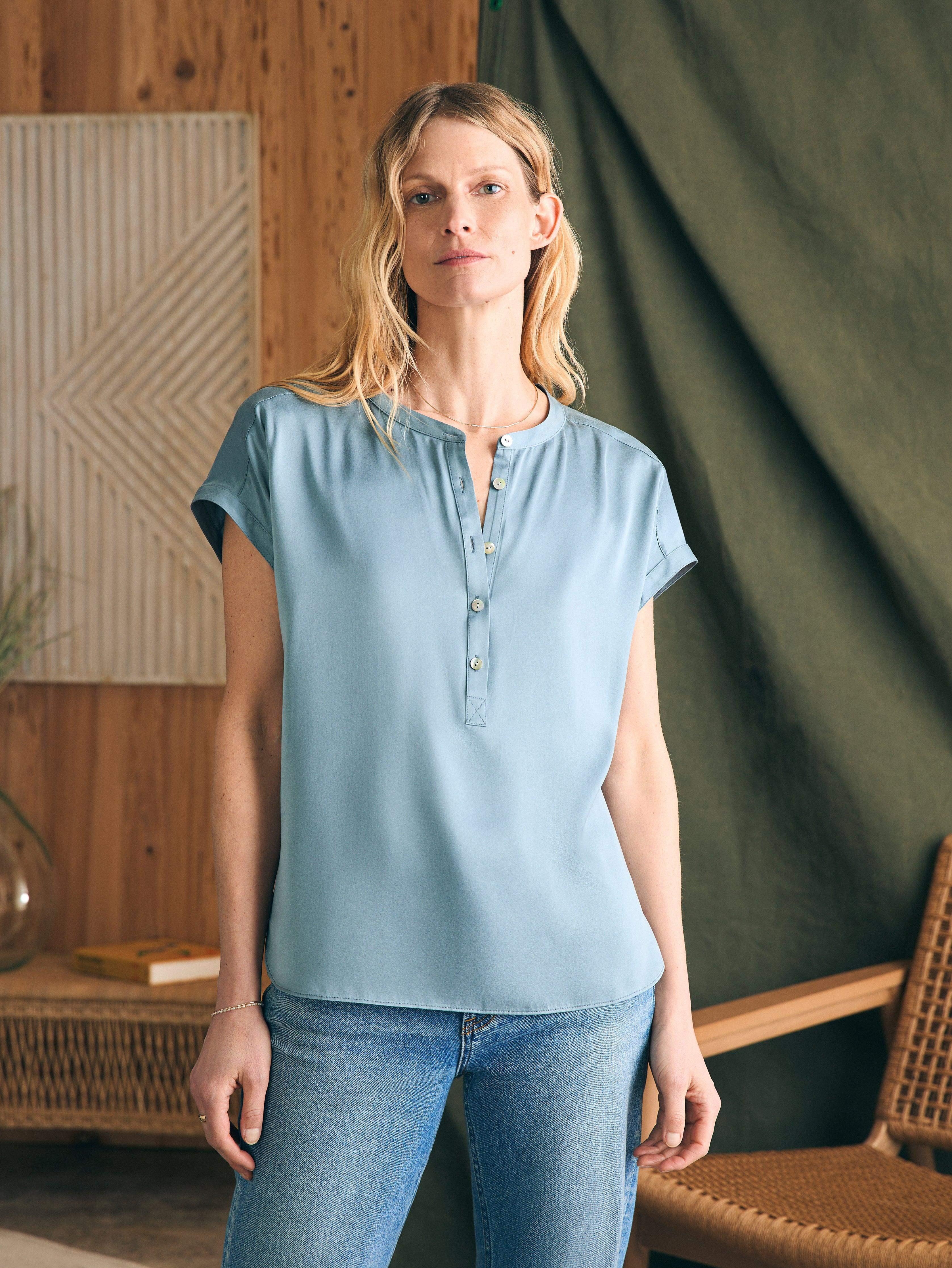 Sandwashed Silk Desmond Top - Lead