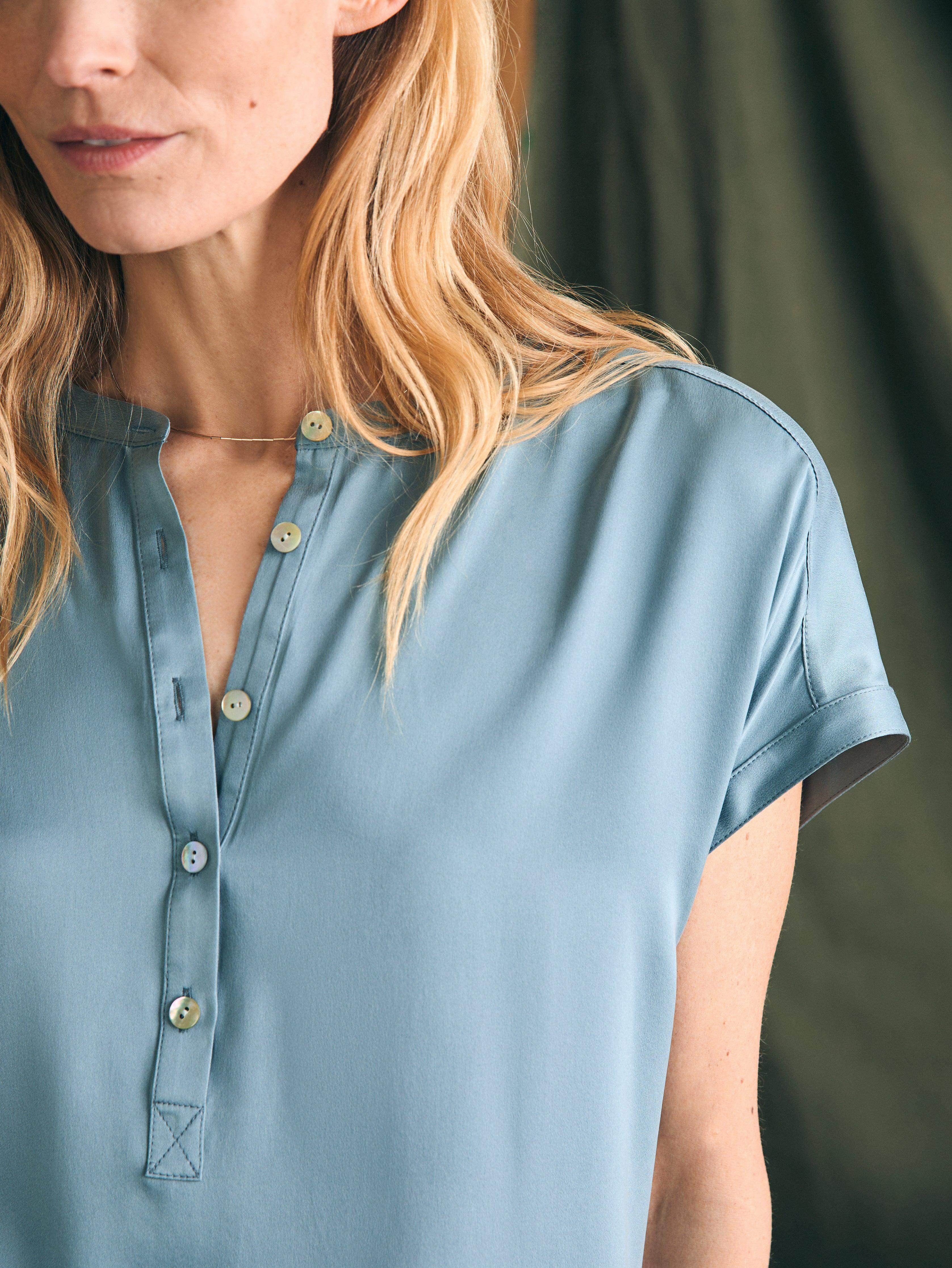 Sandwashed Silk Desmond Top - Lead