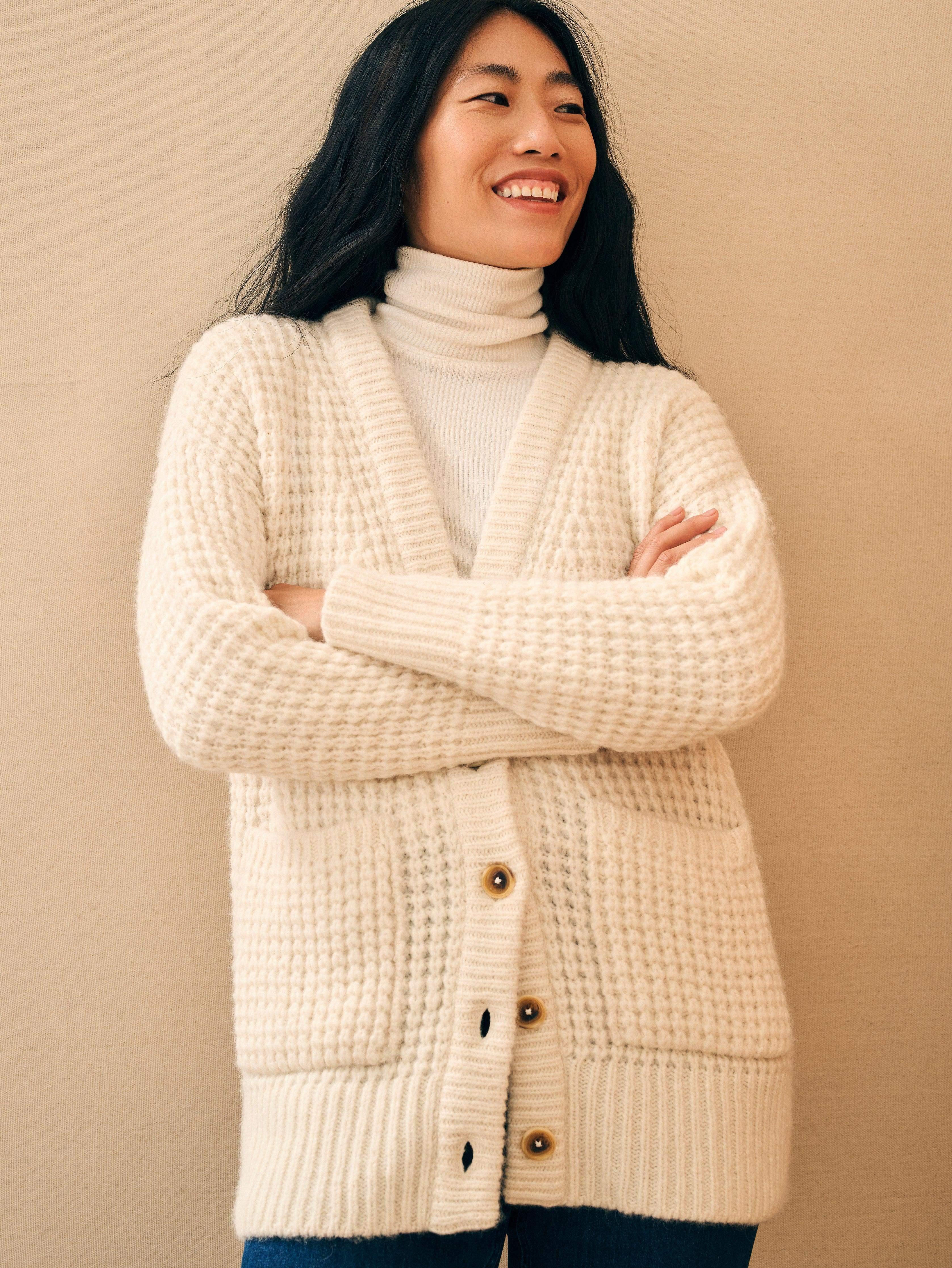 Frost Waffle Cardigan - Cream