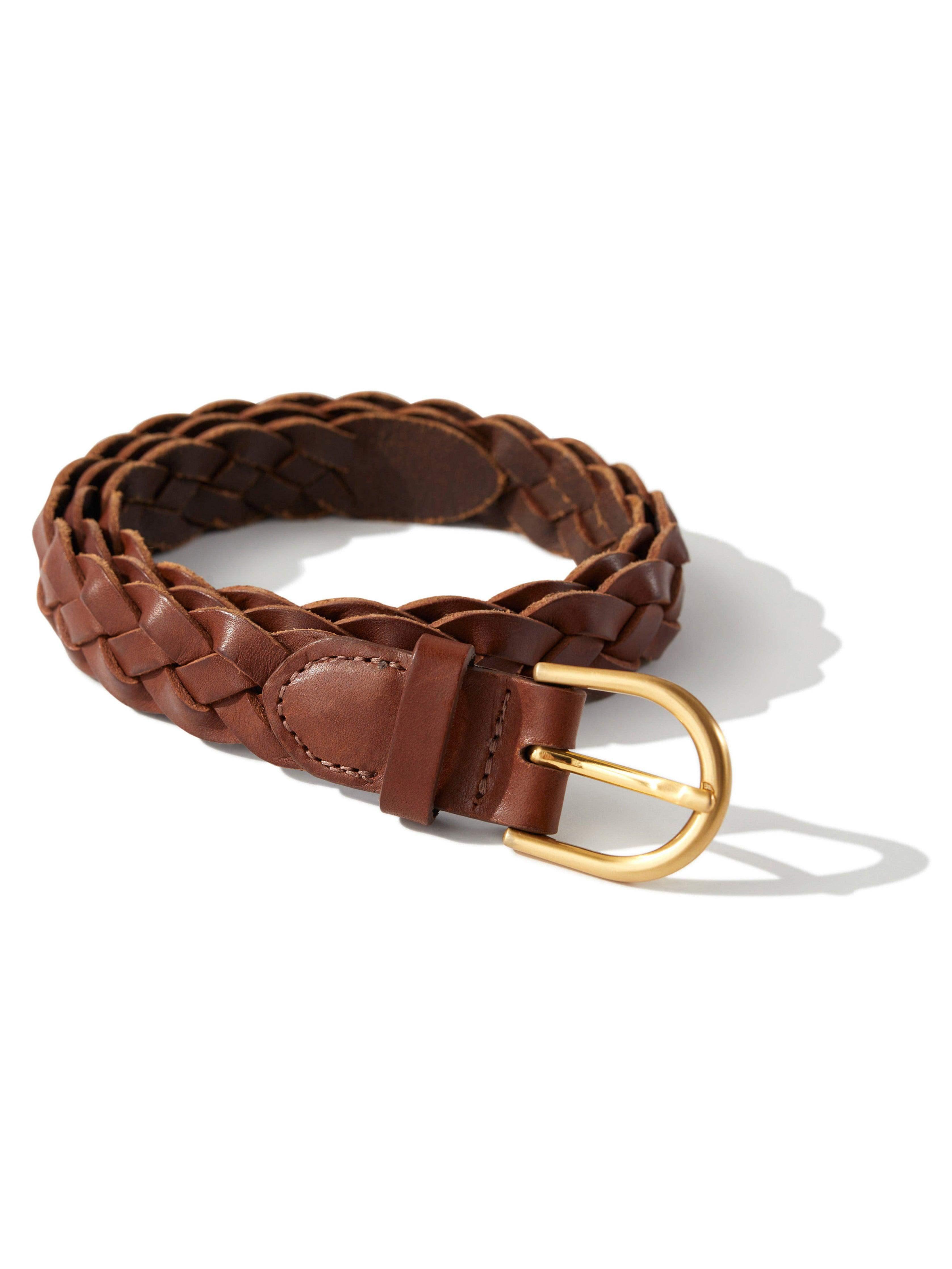 Braided Leather Belt - Brown