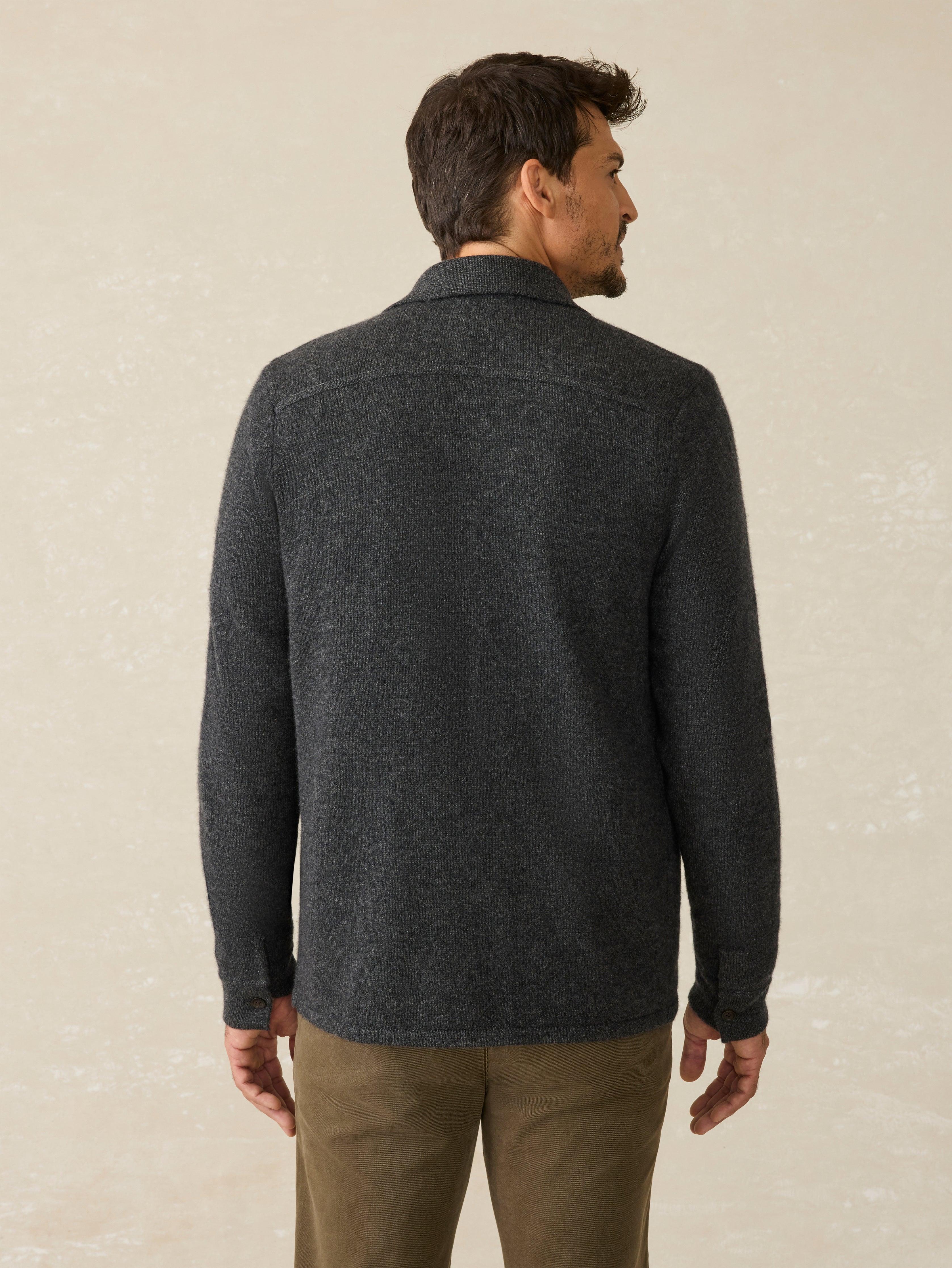 Wool Cashmere Sweater Overshirt - Charcoal Melange