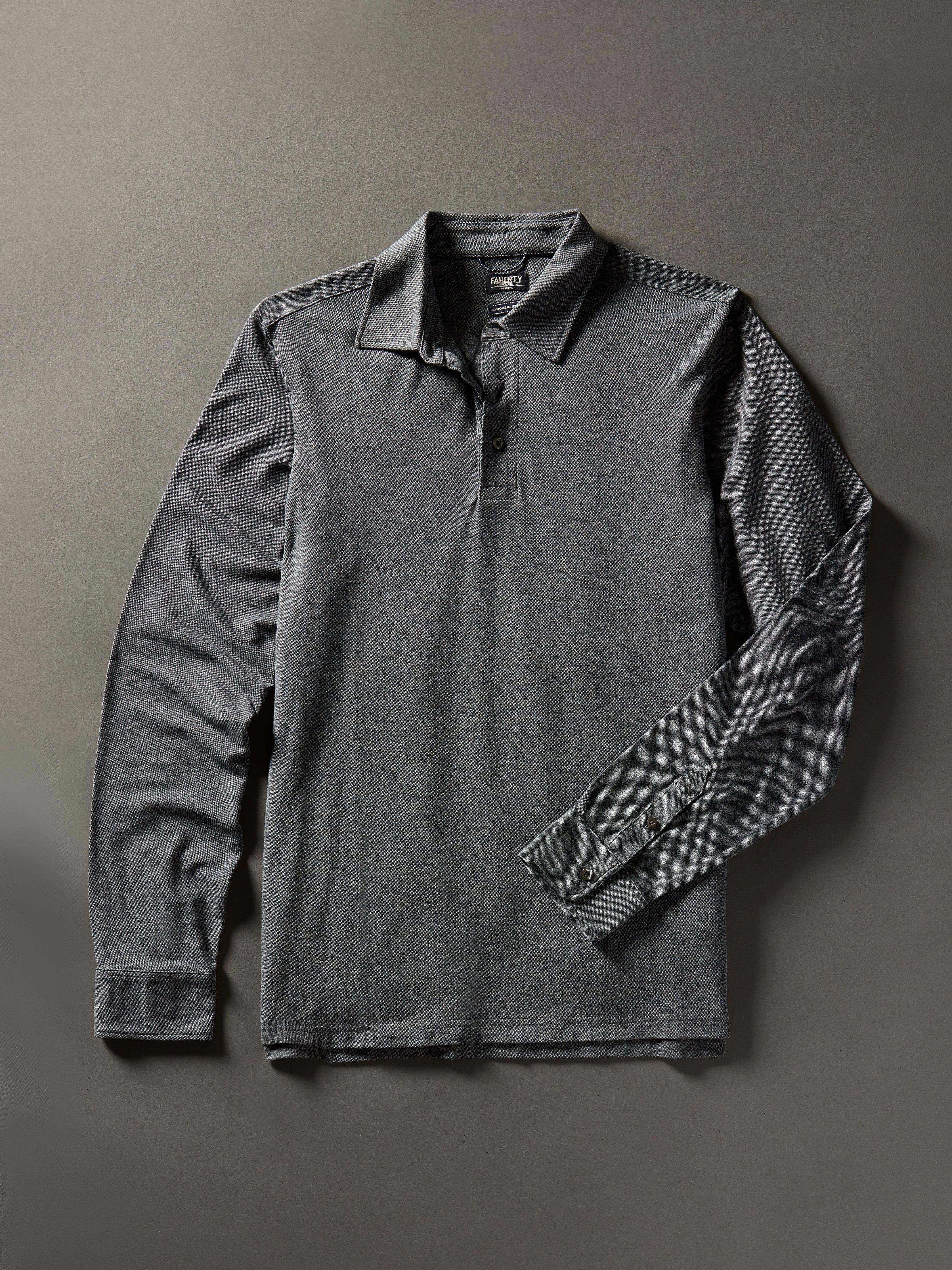 Movement™ Long-Sleeve Pique Polo - Dusty Iron Heather