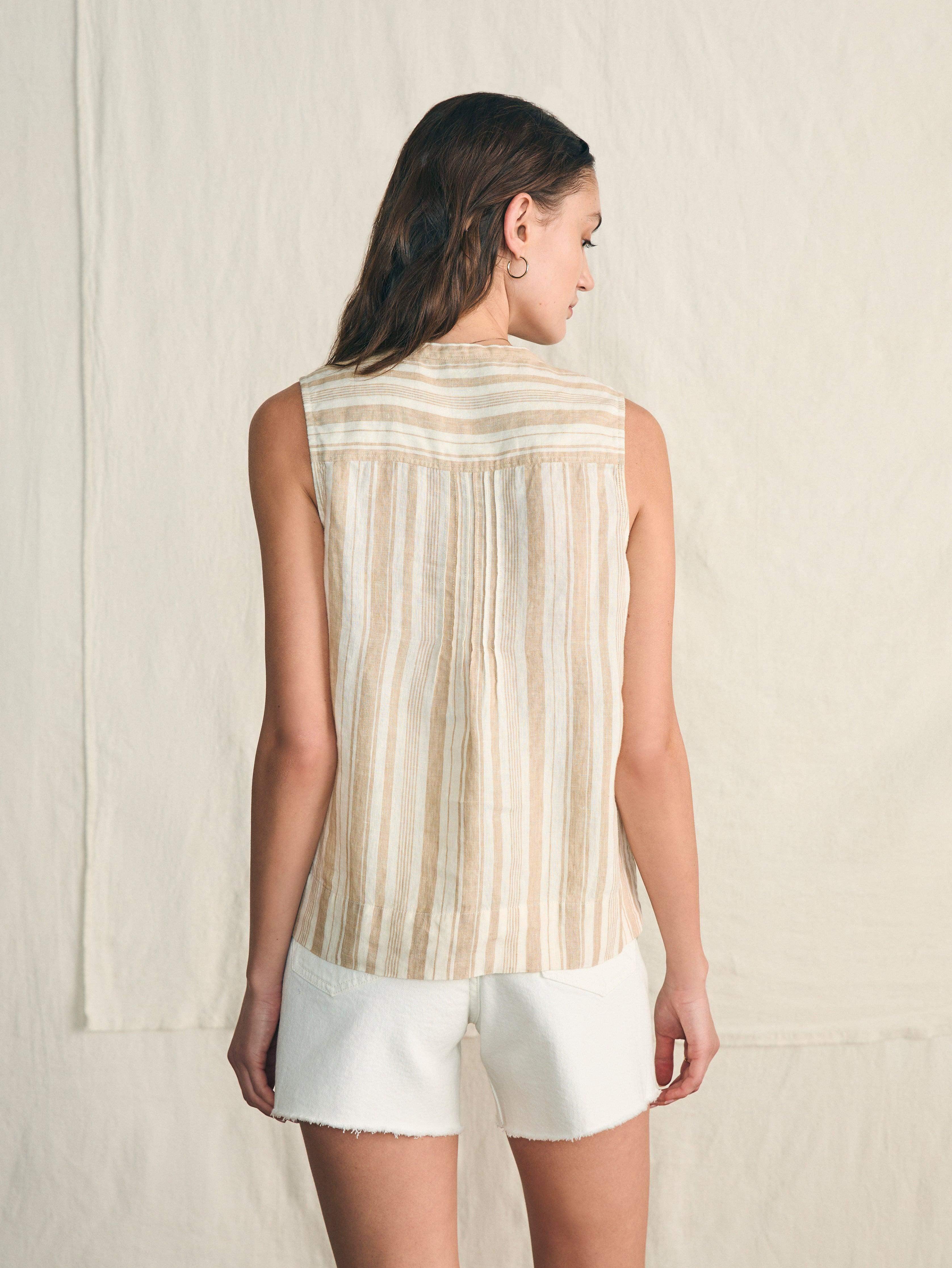 Isha Top - Natural Bombay Stripe