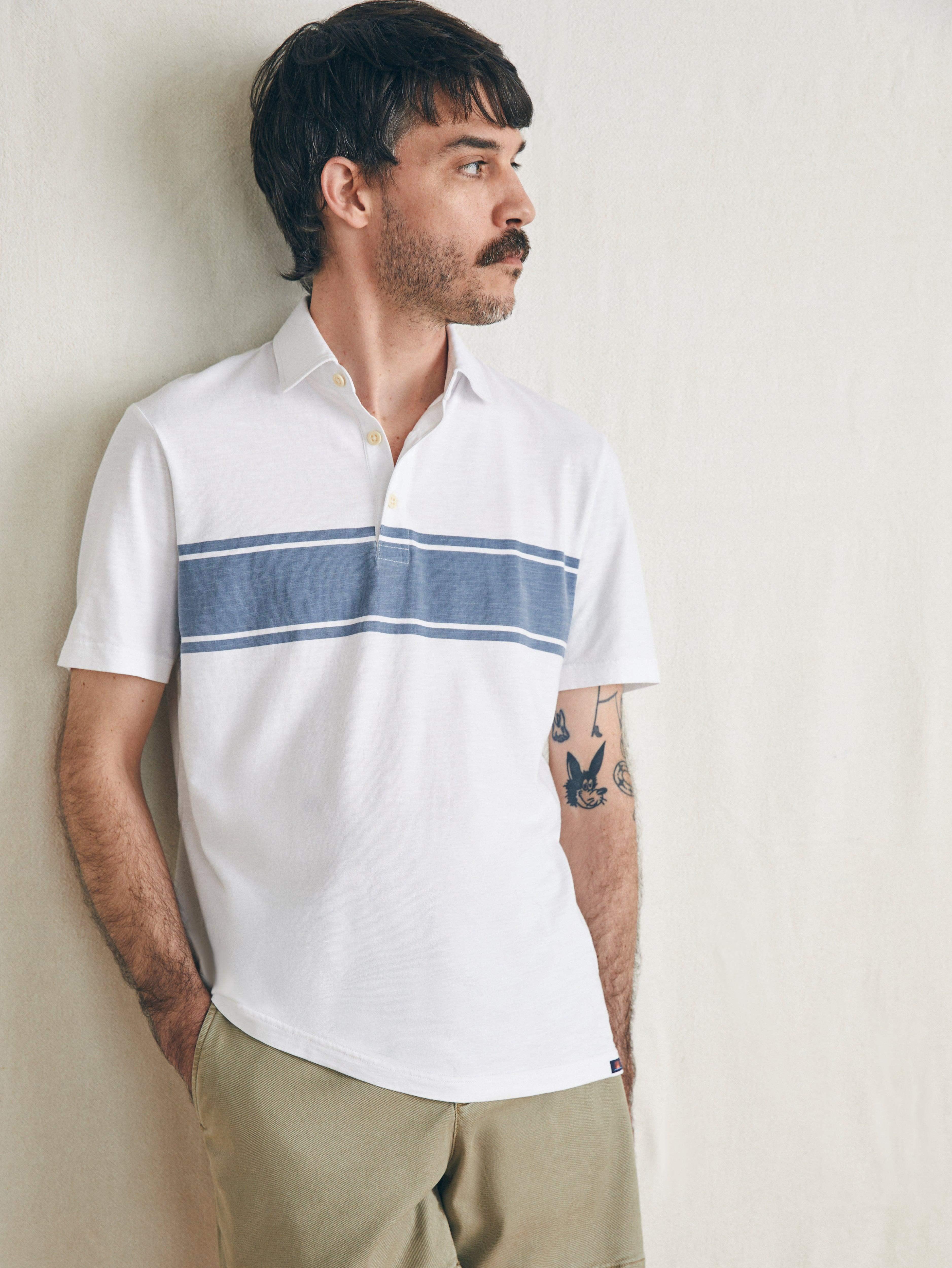 Sunwashed T-Shirt Polo - White Surf Stripe