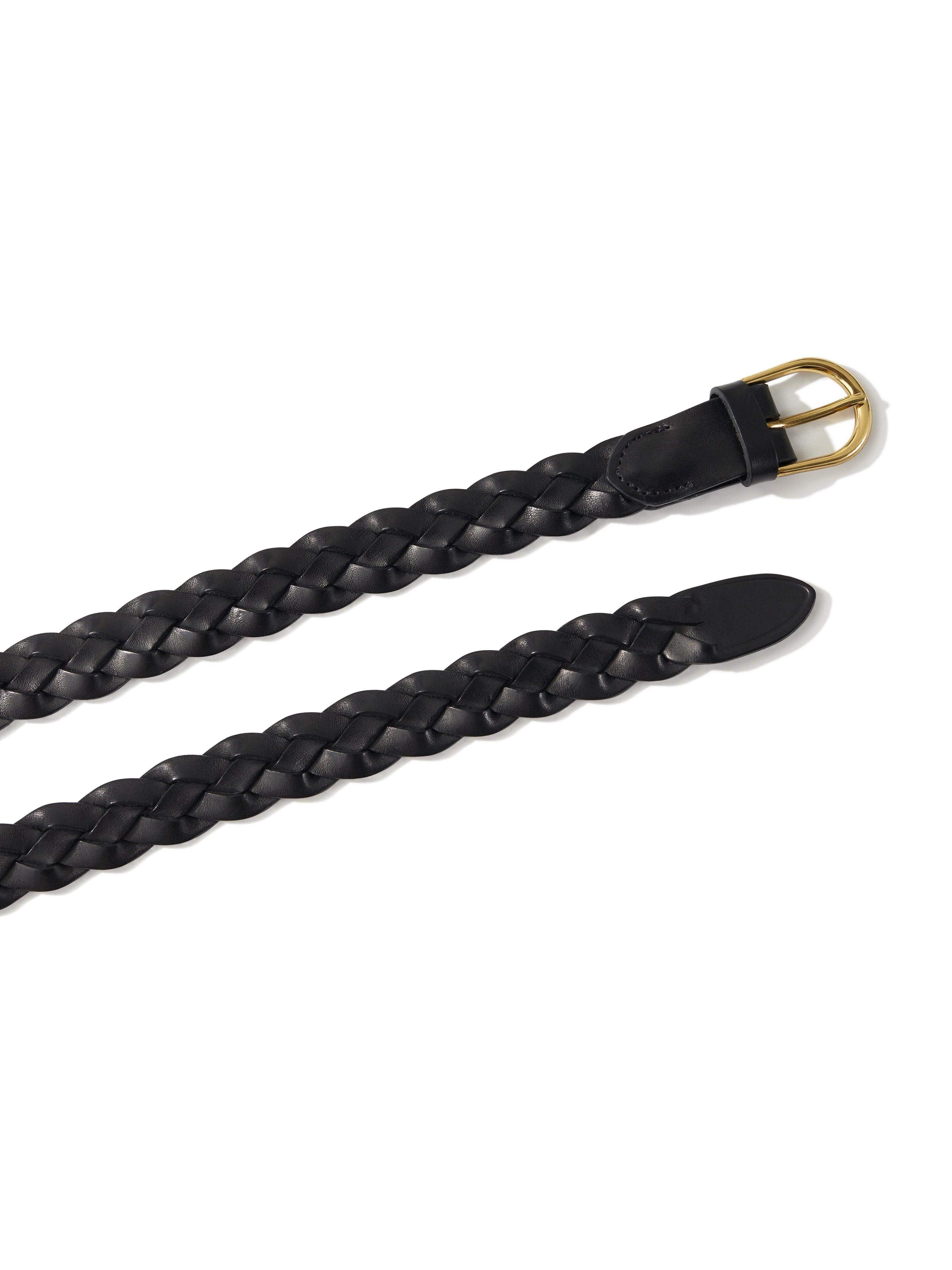 Braided Leather Belt - Black