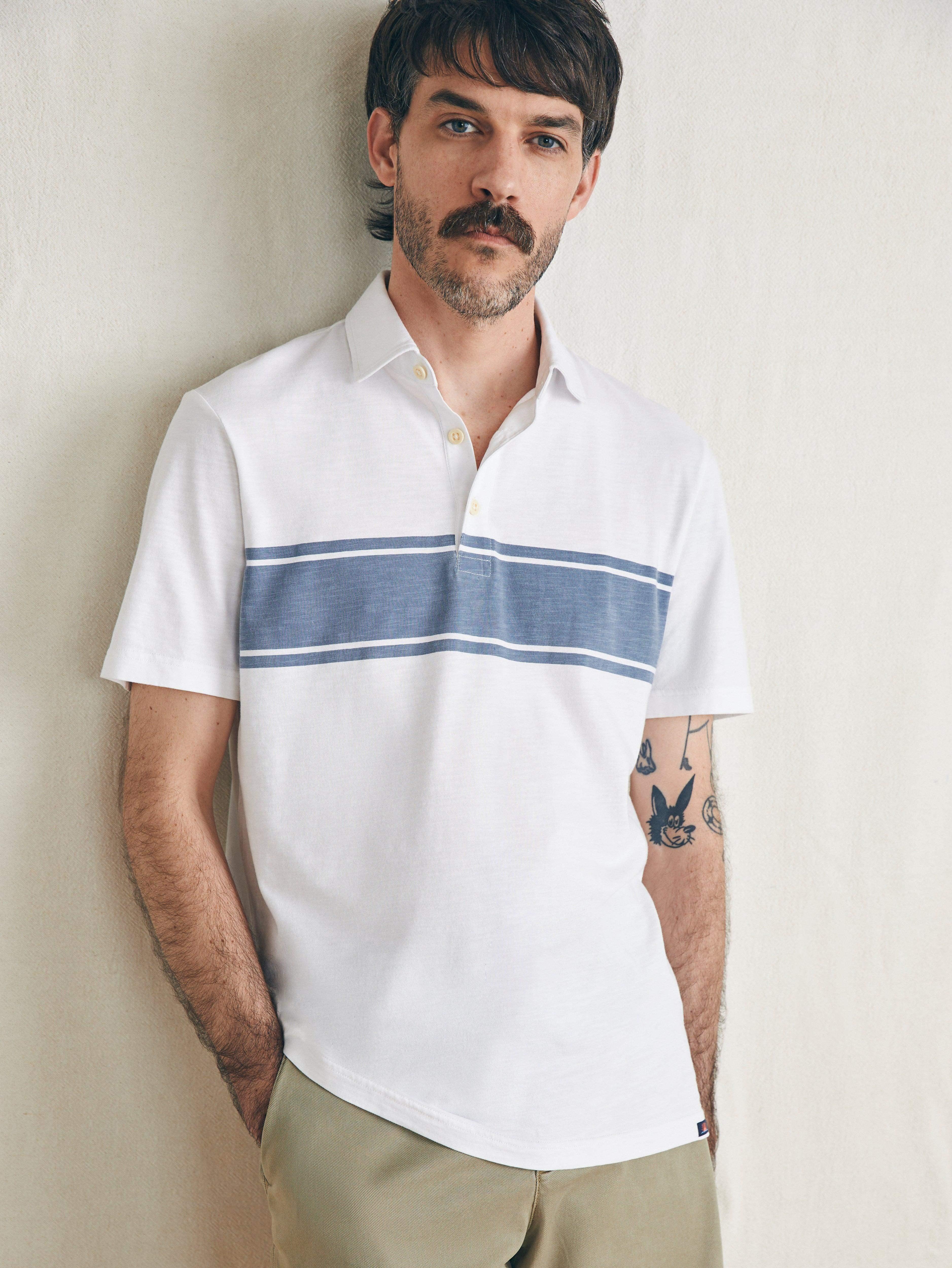 Sunwashed T-Shirt Polo - White Surf Stripe