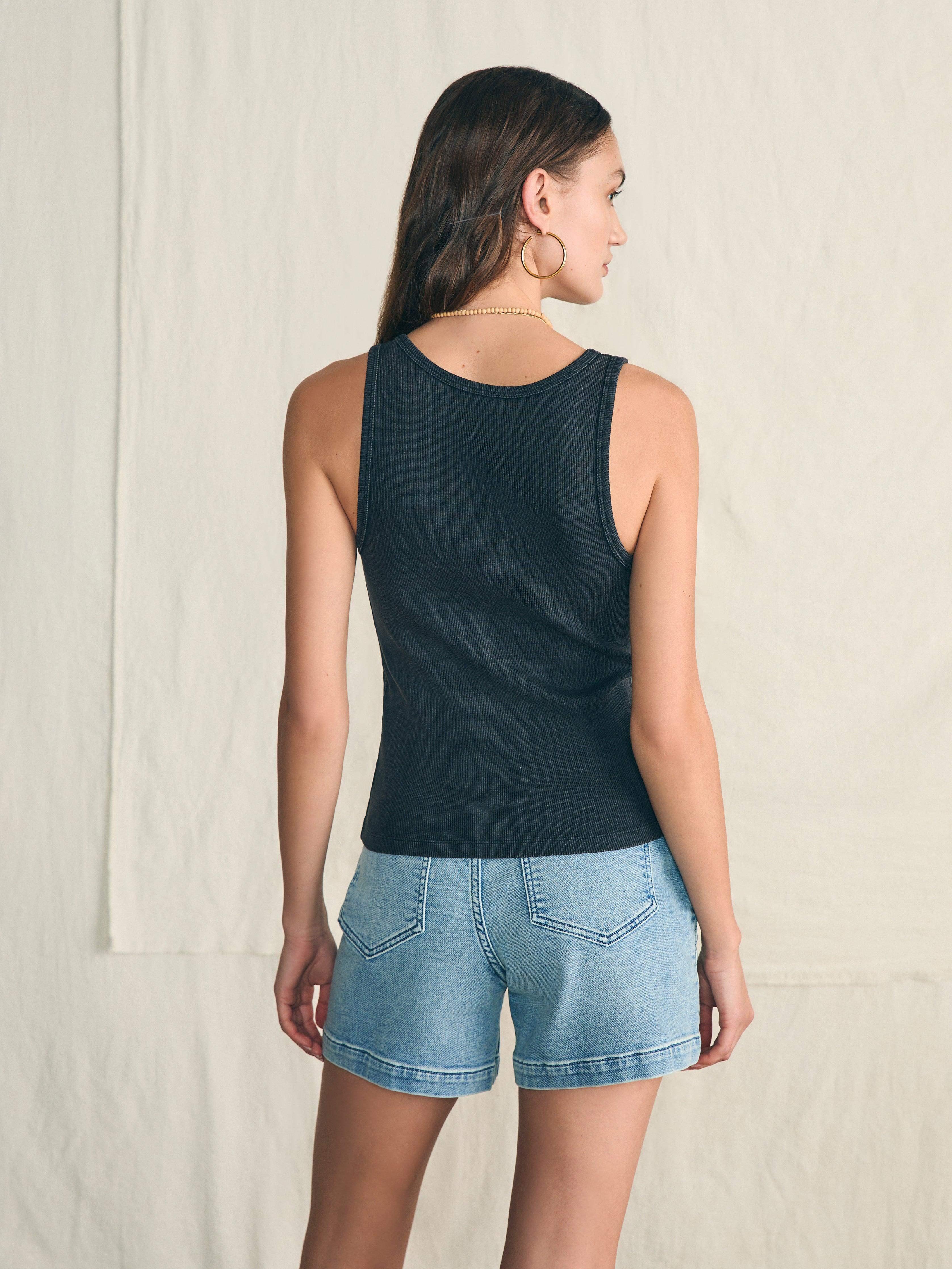 Sunwashed Rib Tank - Washed Black