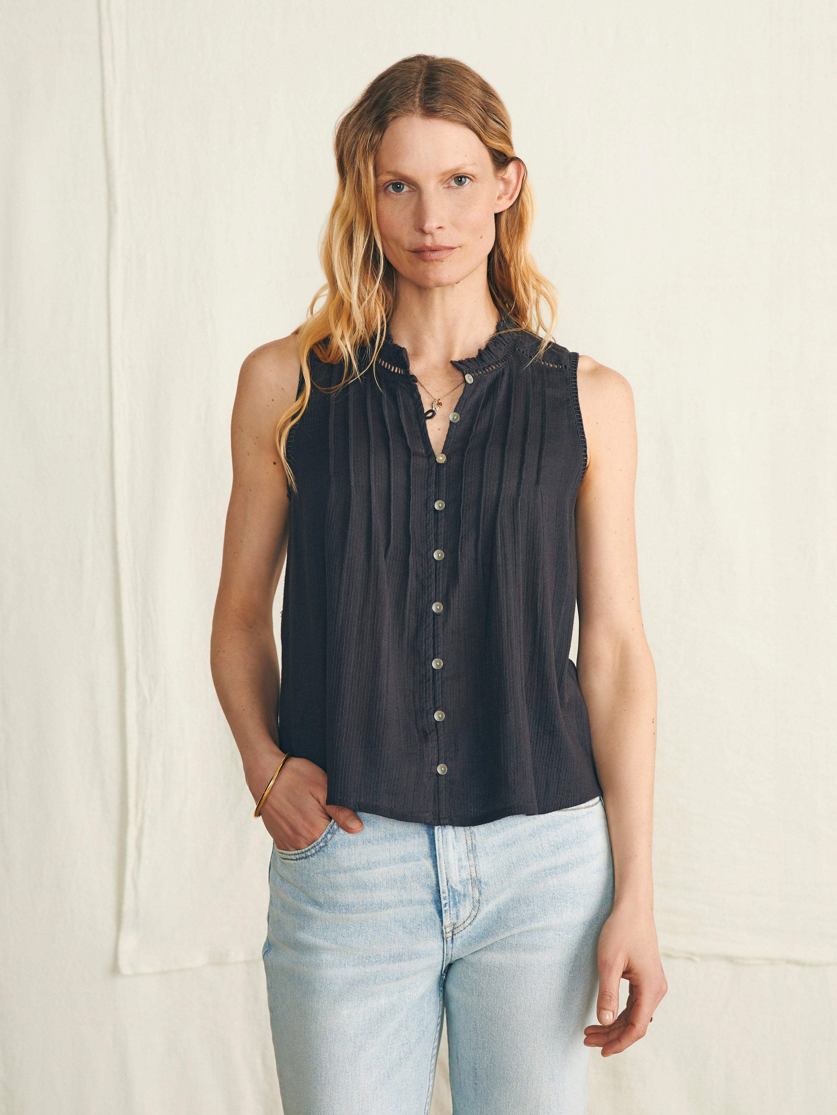 Willa Sleeveless Top - Washed Black