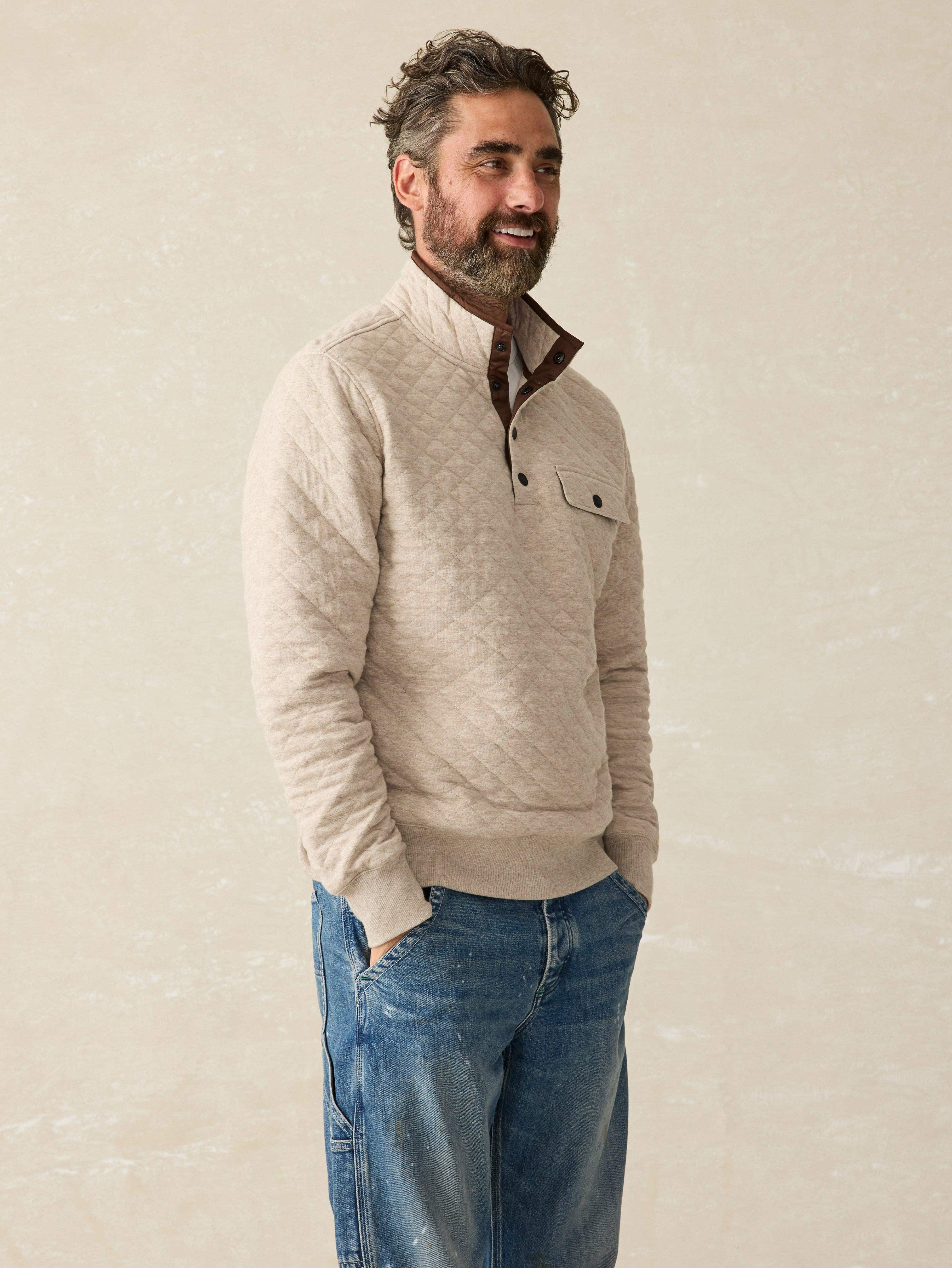 Epic Quilted Fleece Pullover - Oatmeal Melange