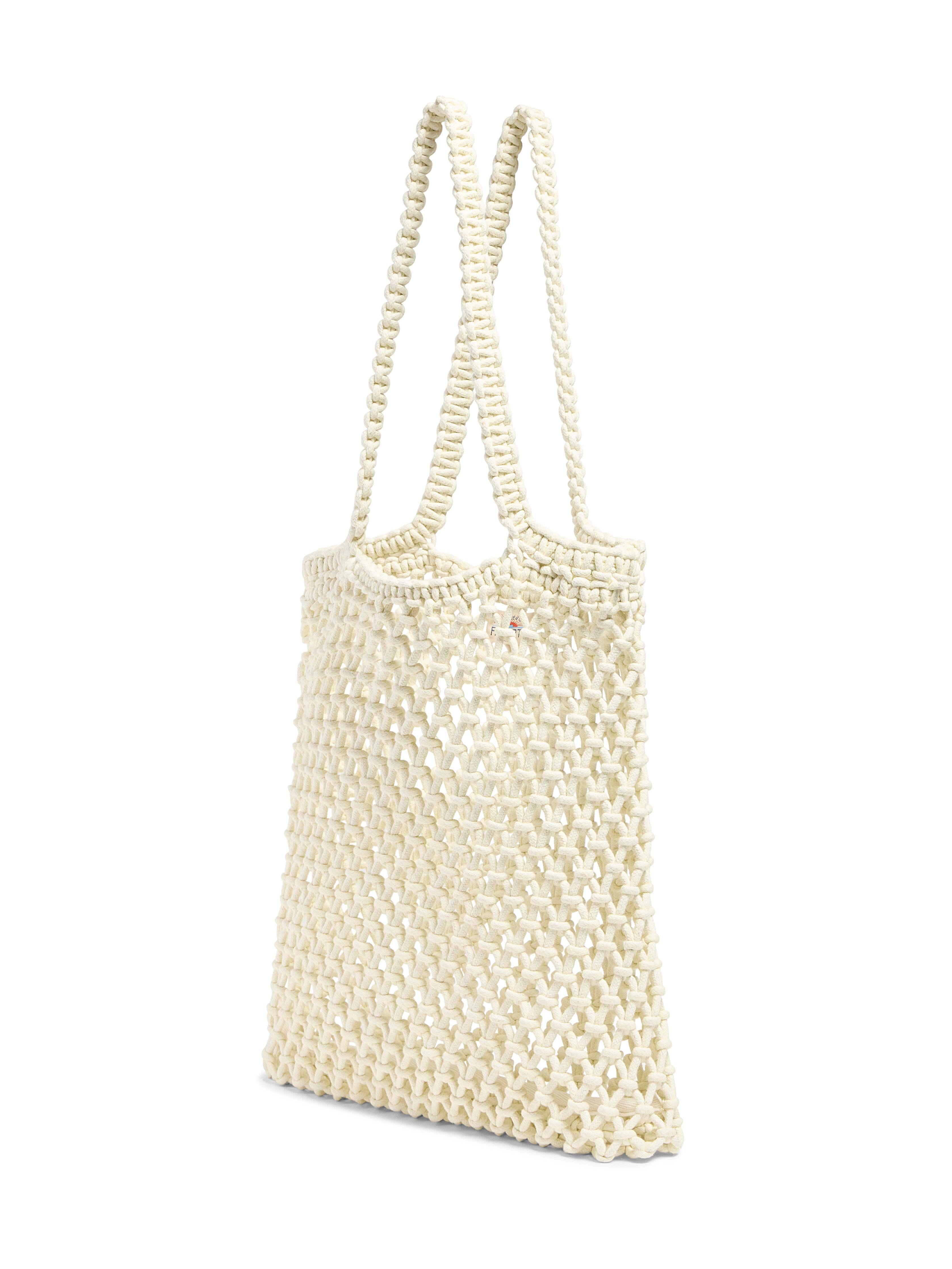 Sunwashed Macrame Tote - Cream