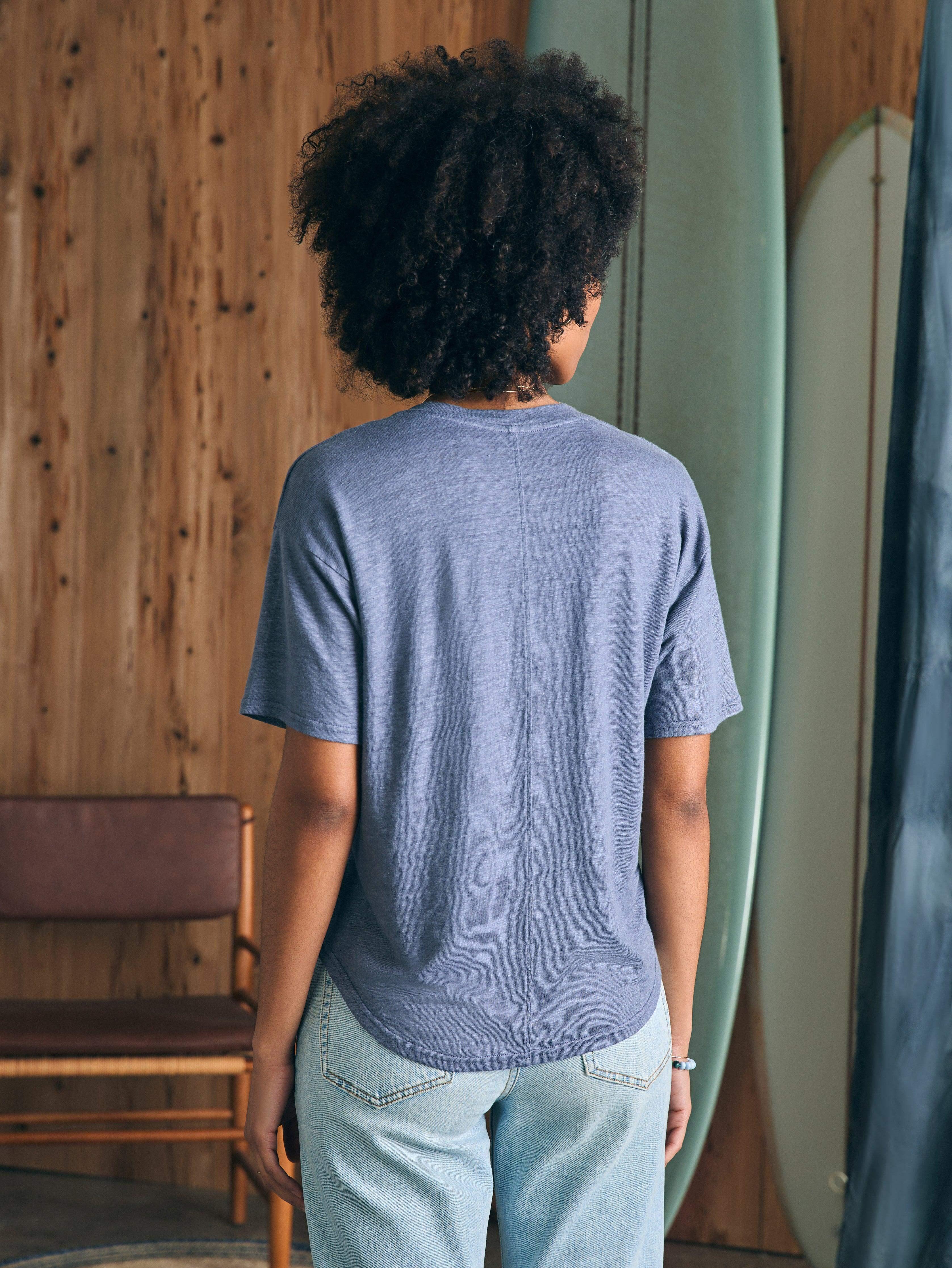 Oceanside Linen V-Neck Tee - Folkstone